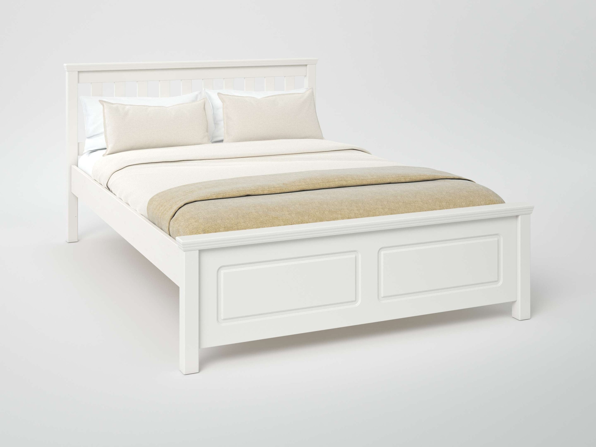 OTTO home Bett »Fredegard, skandinavischer Stil, vielseitig kombinierbar, 2 Breiten« 180er oder 140er Breite,  teilmassiv, Sprossen am Kopfteil, mit Lattenrost, Kassettenoptik