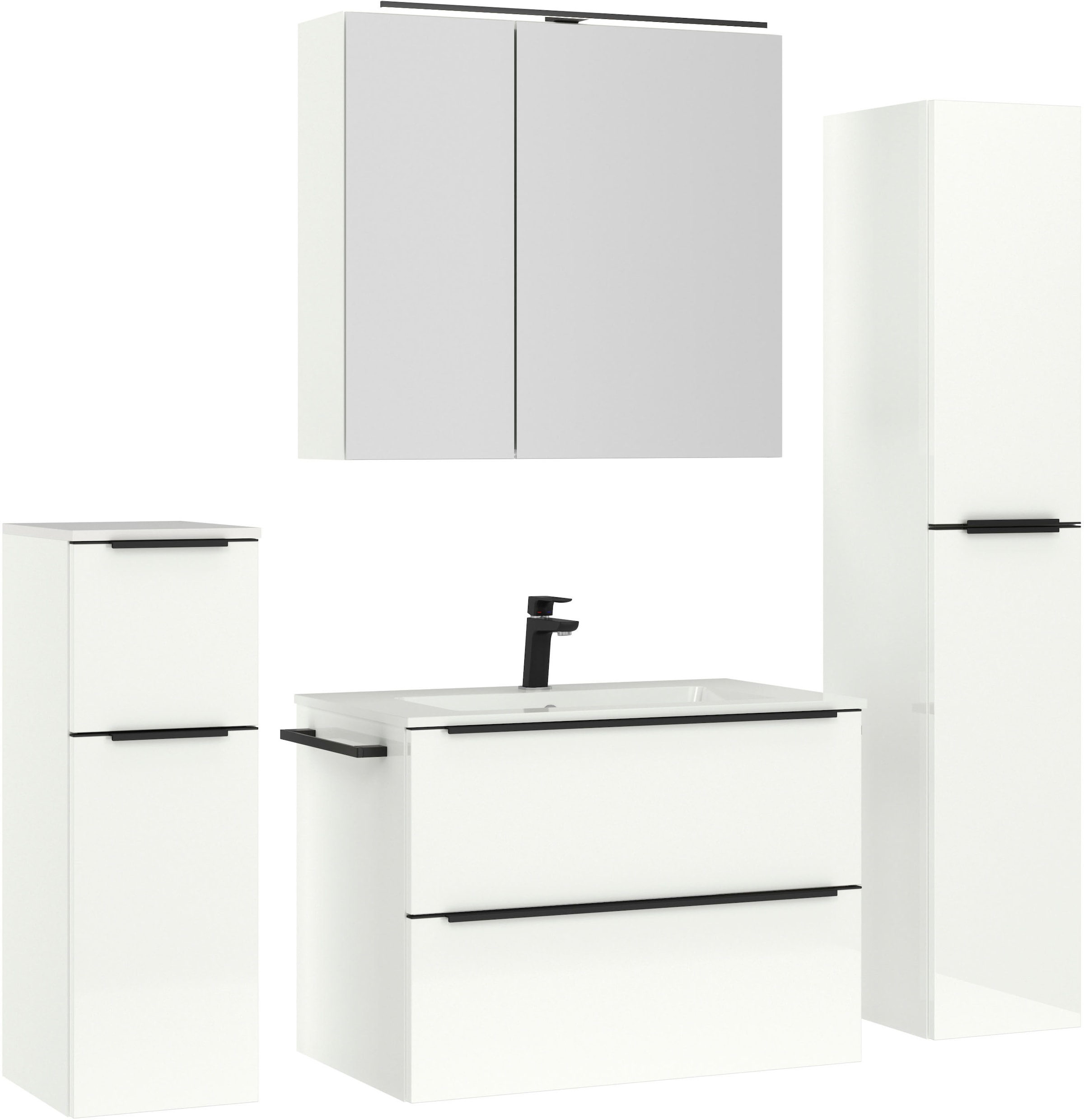 nobilia® Badmöbel-Set »Levere« vormontiert, mit Soft-Close, 4 Stk. tlg. günstig online kaufen