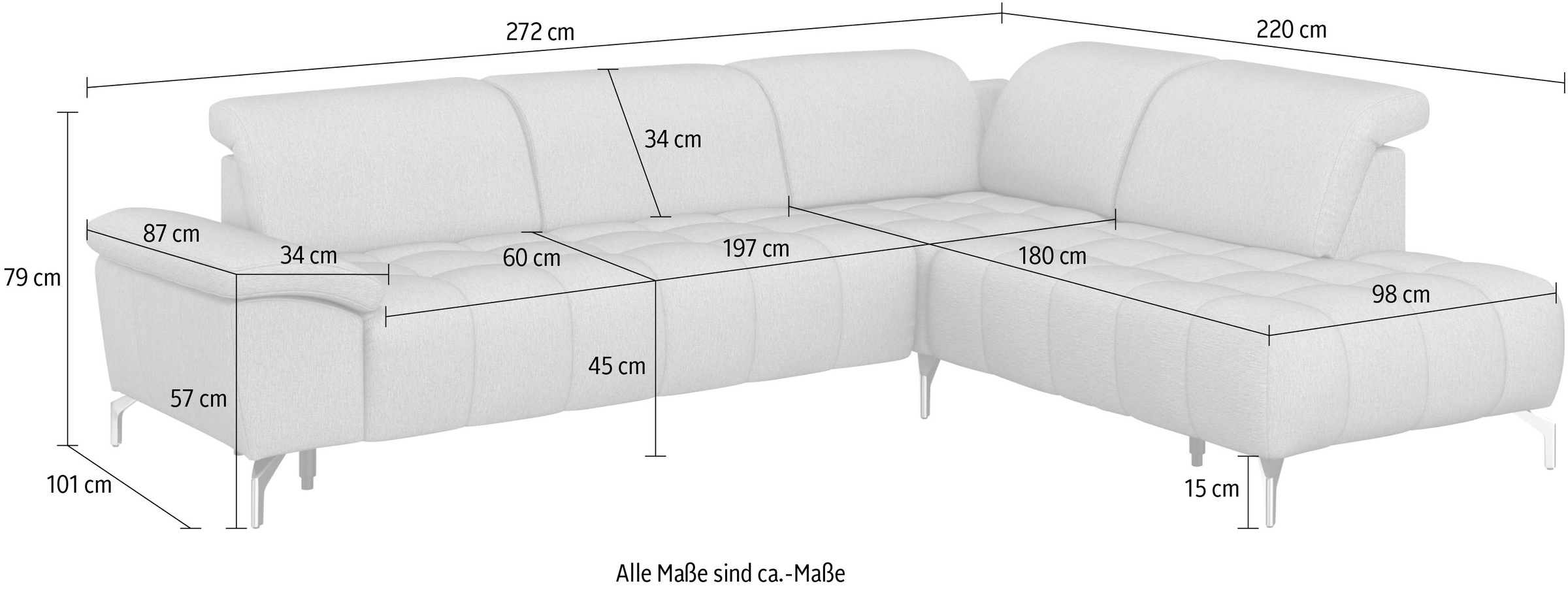sit&more Ecksofa »Cool L-Form«, wahlweise mit Kopfteilverstellung und Vorziehsitz motorisch