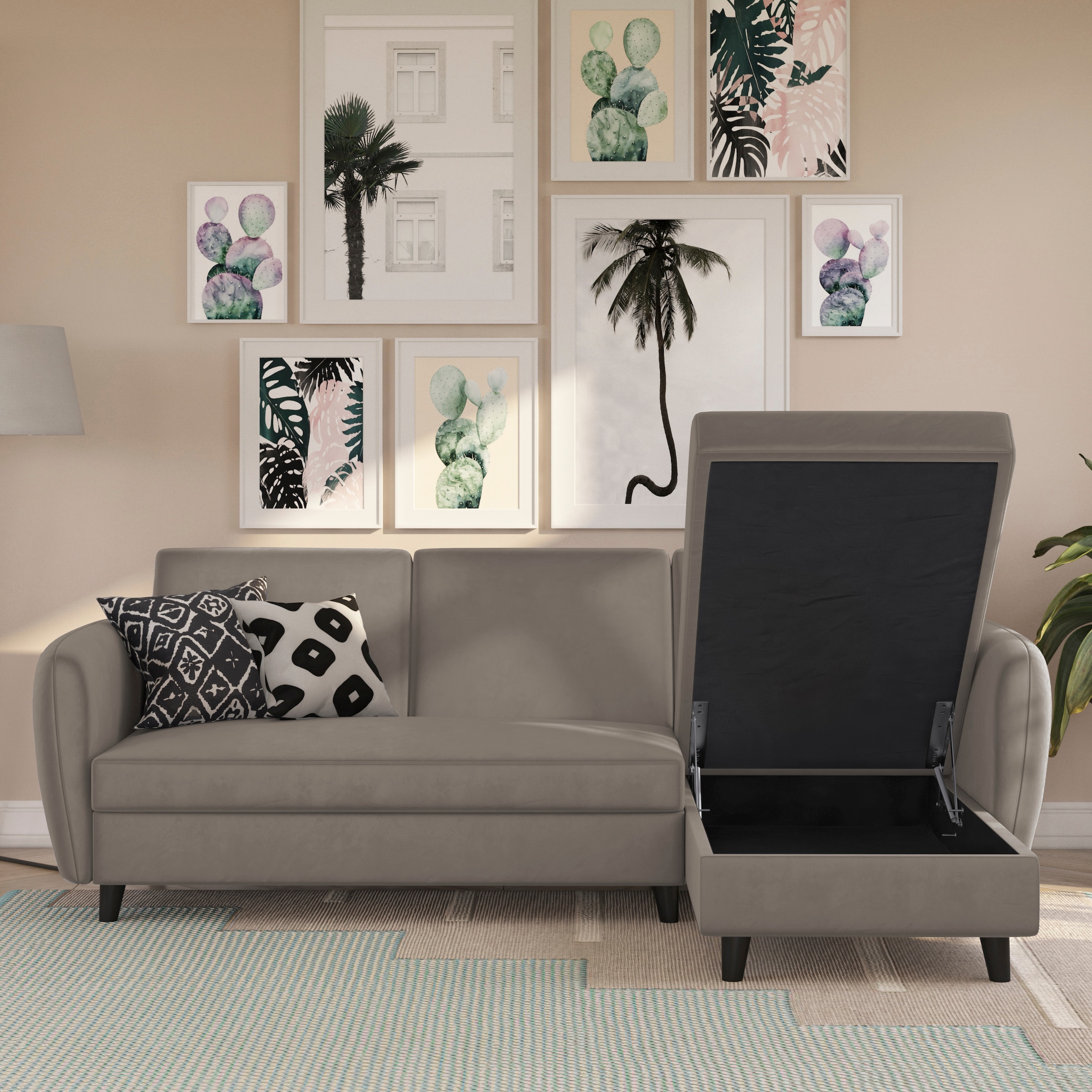Dorel Home Ecksofa »Perry, L-Form,«, Rückenlehne, verschiedene Farbvarianten, Sitzhöhe 43 cm, Breite 219 cm