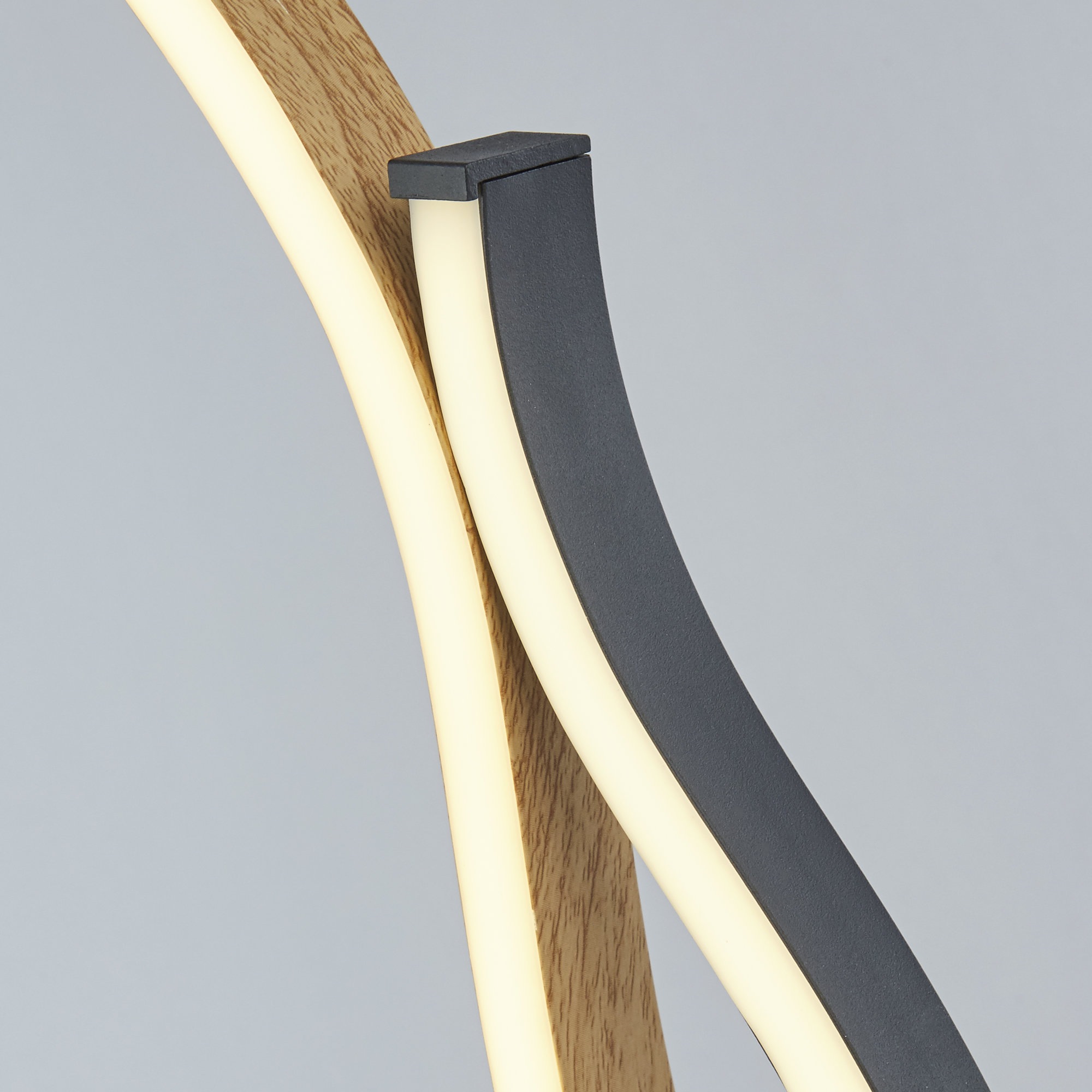 Searchlight Tischleuchte »Bloom-Tischlampe - Schwarzmetall- und Holzeffekt« LED-Modul 1 Stk.