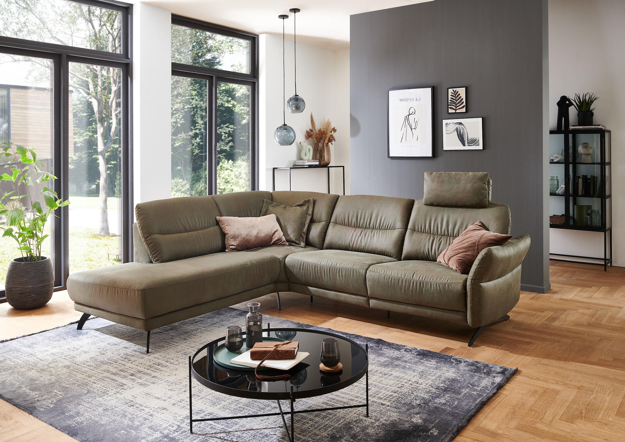 Home affaire Ecksofa »Novalis, Herz-Waage-Funktion & klappbarer Armlehne« Ergonomischer TTFK-Komfort, saugroboter-freundlich, frei stellbar