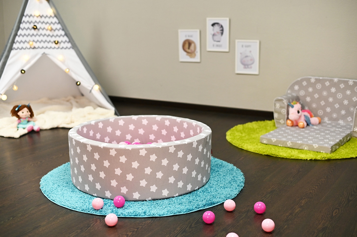 Knorrtoys® Bällebad »Soft, Grey White Stars«, mit 300 Bällen soft pink; Made in Europe