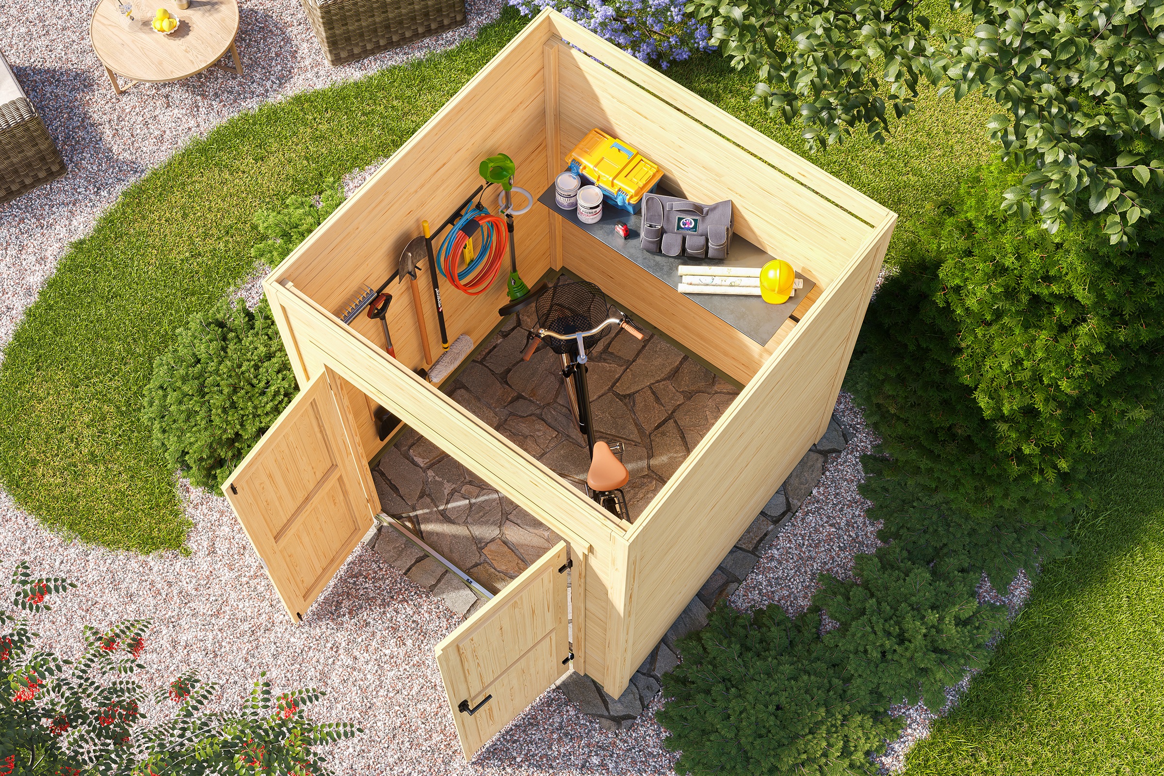 Nordic Holz Gartenhaus »Fynn 1«, kleiner stilvoller Schuppen mit Flachdach