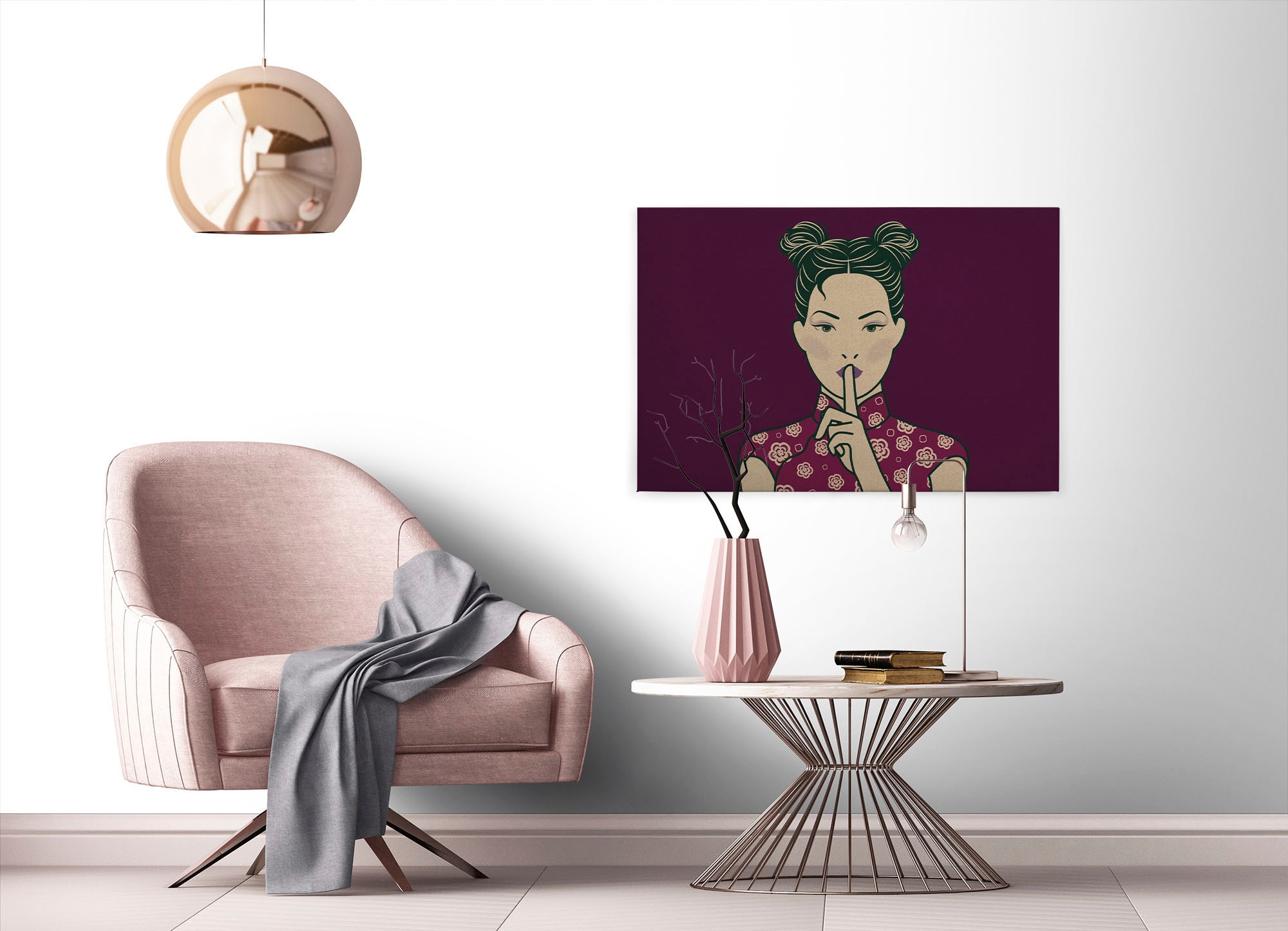 A.S. Création Leinwandbild »himari 3«, Kunst-Gemälde-Kinder, (1 St.), Keilrahmen Bild Asiatisch Frau Leinwand-Bild Wohnzimmer modern Kinder