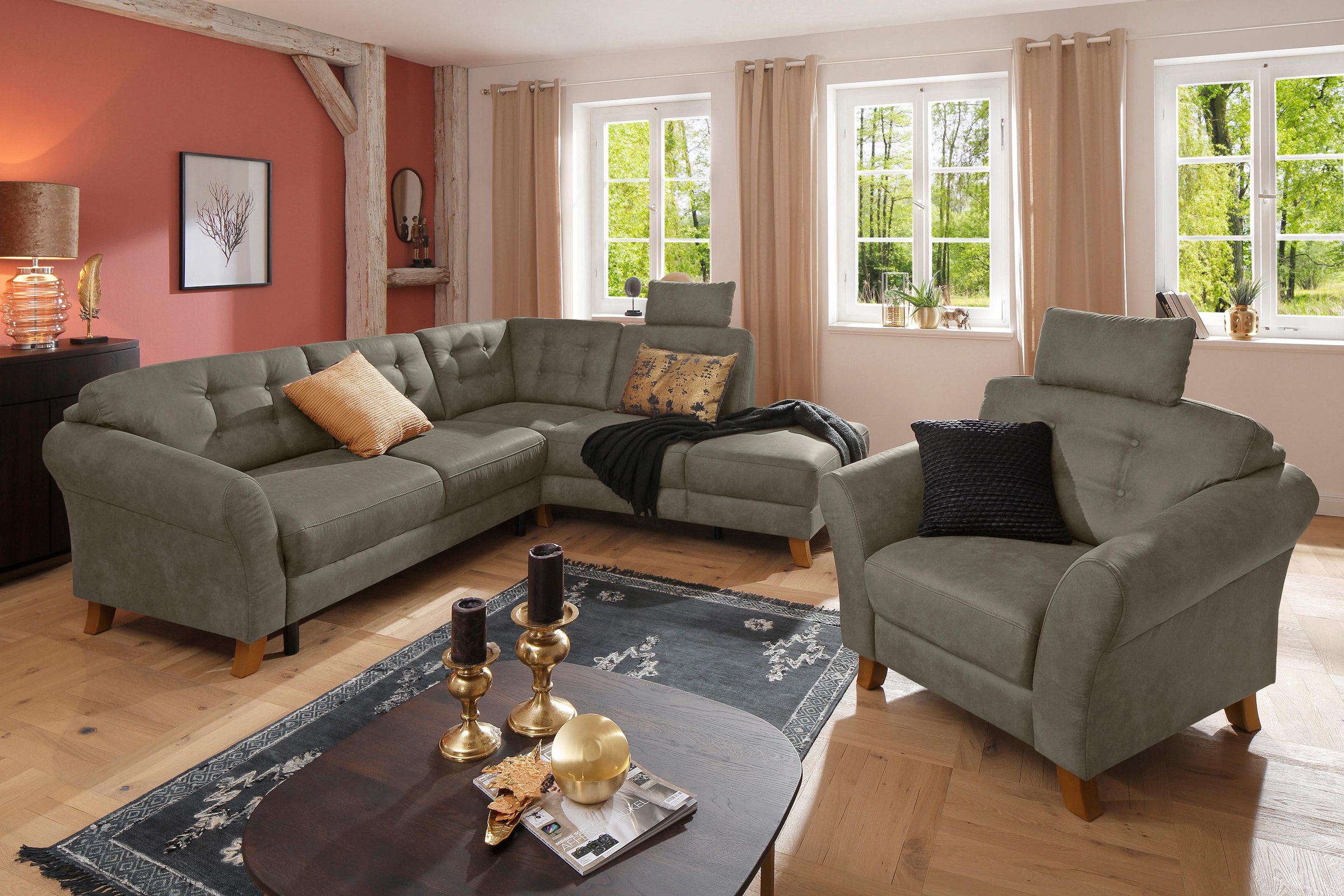 Home affaire Sessel »Trondheim«, mit Federkern, Knopfheftung im Rücken