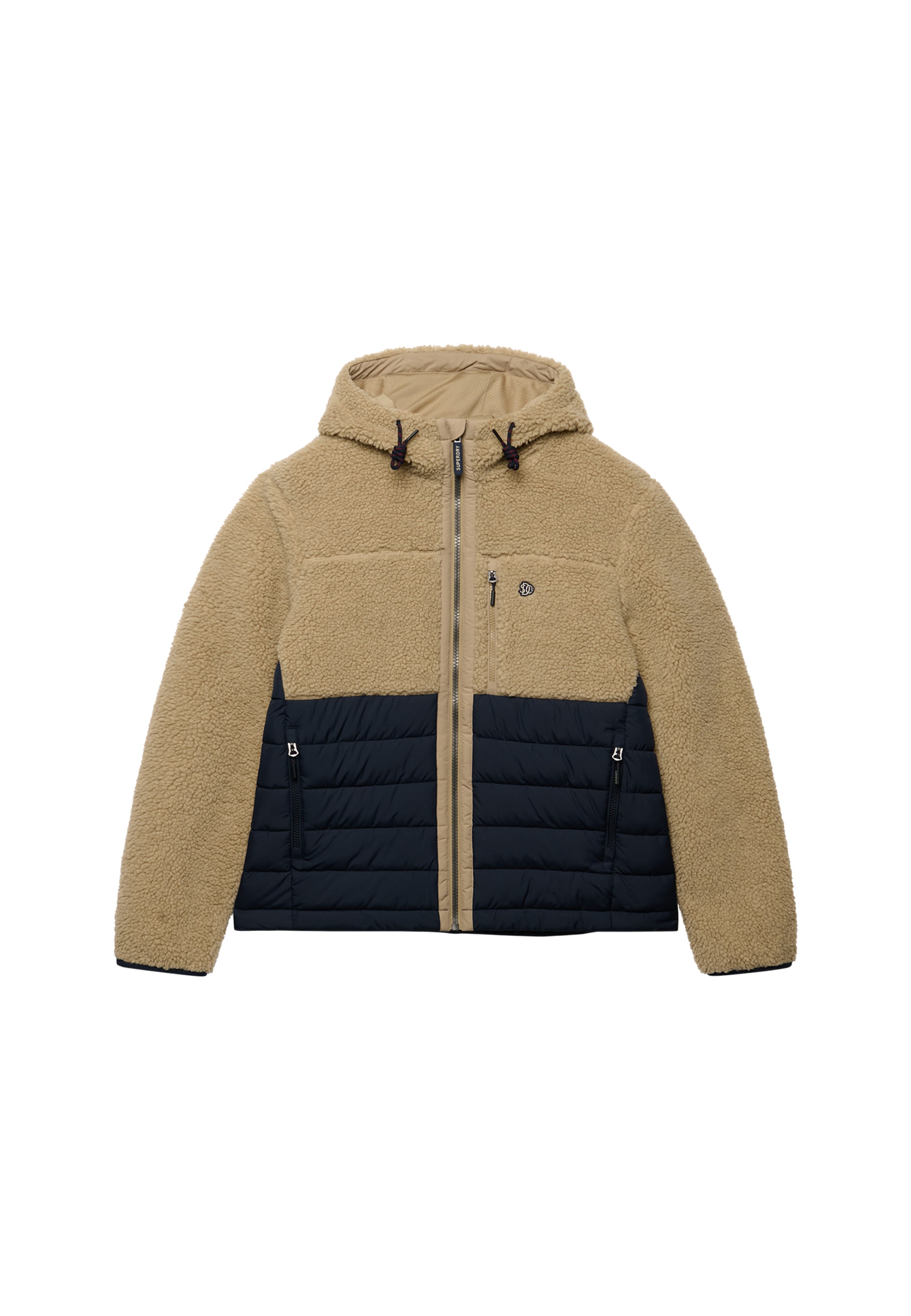 Superdry Outdoorjacke »HOOD OUTDOOR BORG QUILT HYBRID« mit Kapuze Kunstfaser, relaxed fit