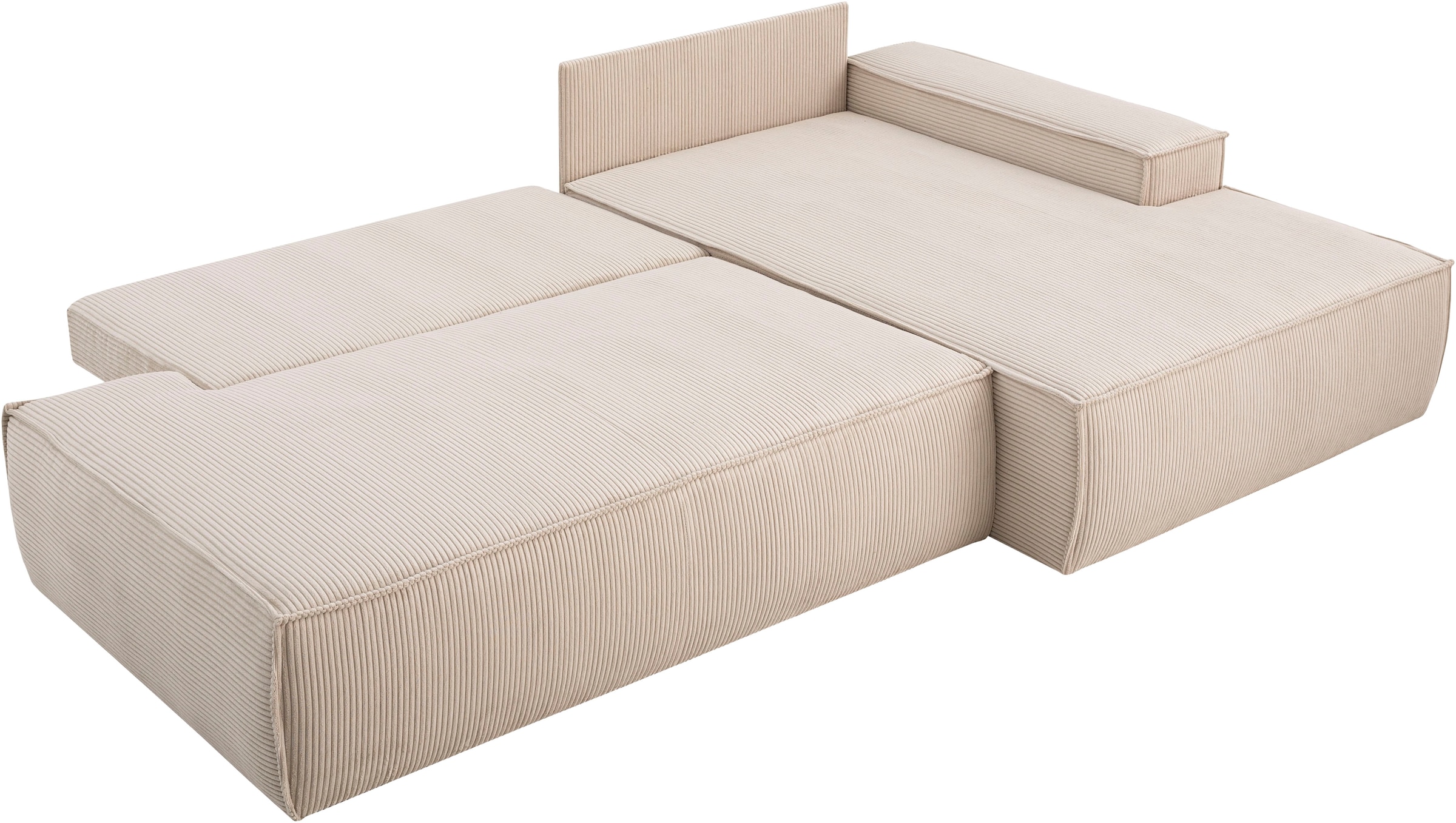 Home affaire Ecksofa »SHERWOOD, Schlafsofa in L-Form offen (275cm), Cord, Leinenoptik«, Schlaffunktion und Bettkasten, Kedernaht, hoher Sitz- & Liegekomfort