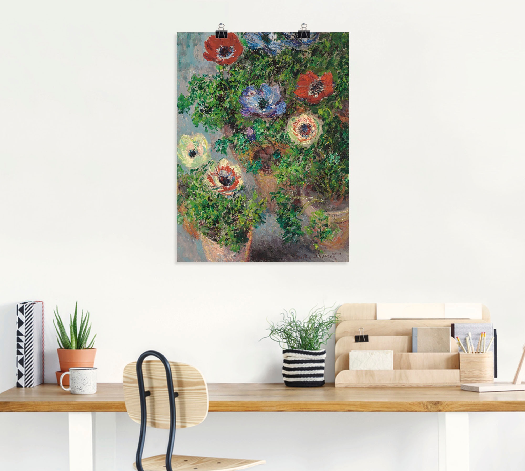 Artland Kunstdruck »Anemonen in einer Vase. 1885«, Blumen, (1 St.), als Leinwandbild, Wandaufkleber oder Poster in versch. Größen