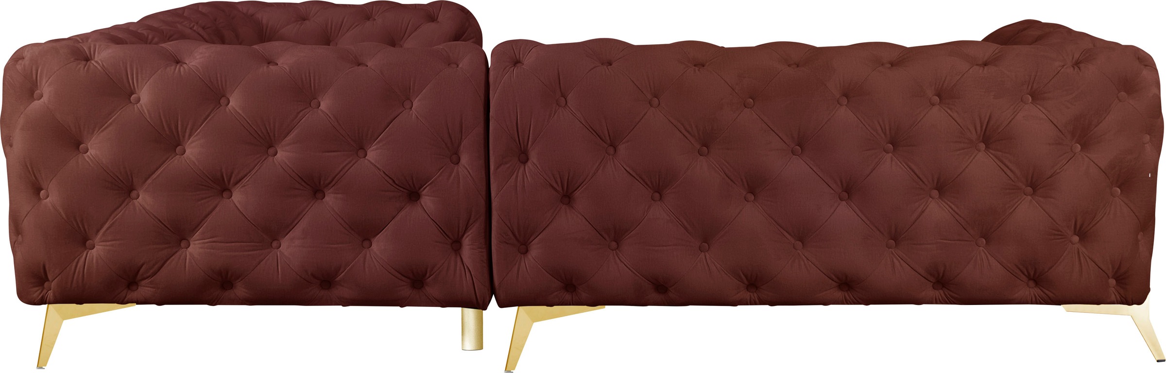 Leonique Chesterfield-Sofa »Amaury L-Form«, moderne Chersterfield-Optik, Breite 262 cm, Fußfarbe wählbar