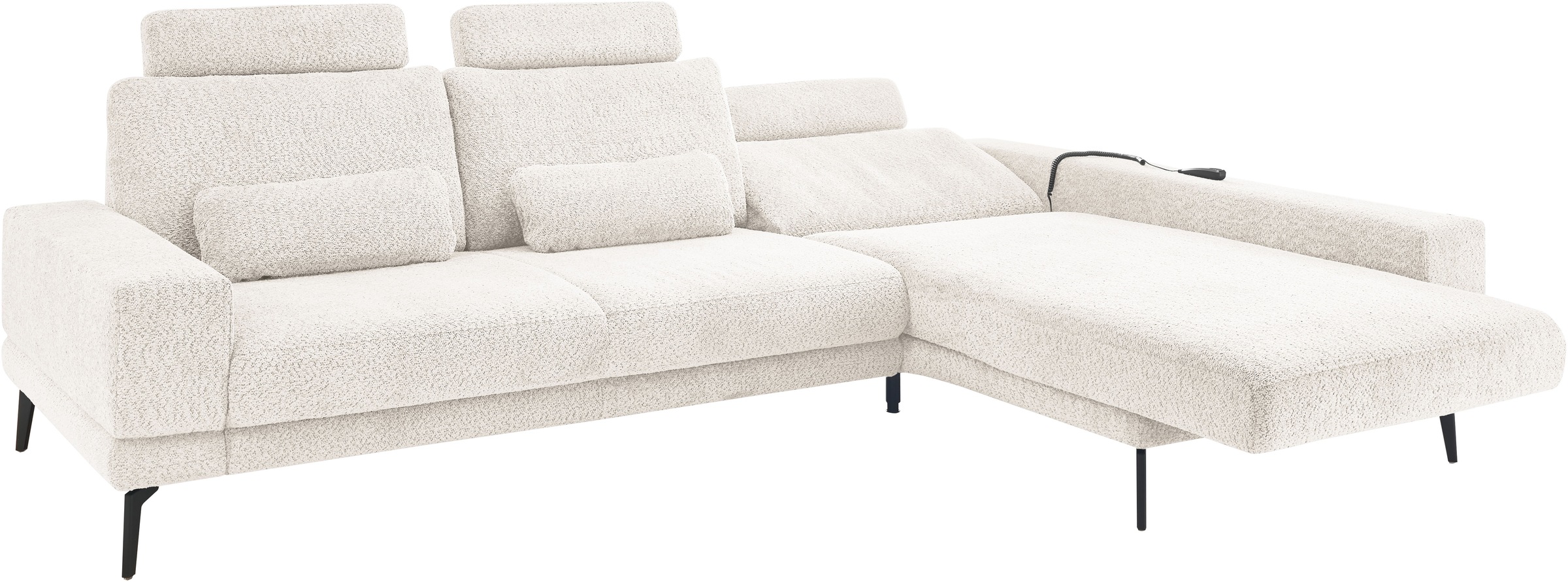 set one by Musterring Ecksofa »SO 3600, inkl motor. Sitztiefenverstellung, Kopfstützen, Nierenkissen«, Sitzhöhe 42 cm, Federkern, Breite 293 x Tiefe 180 cm, Kama natur