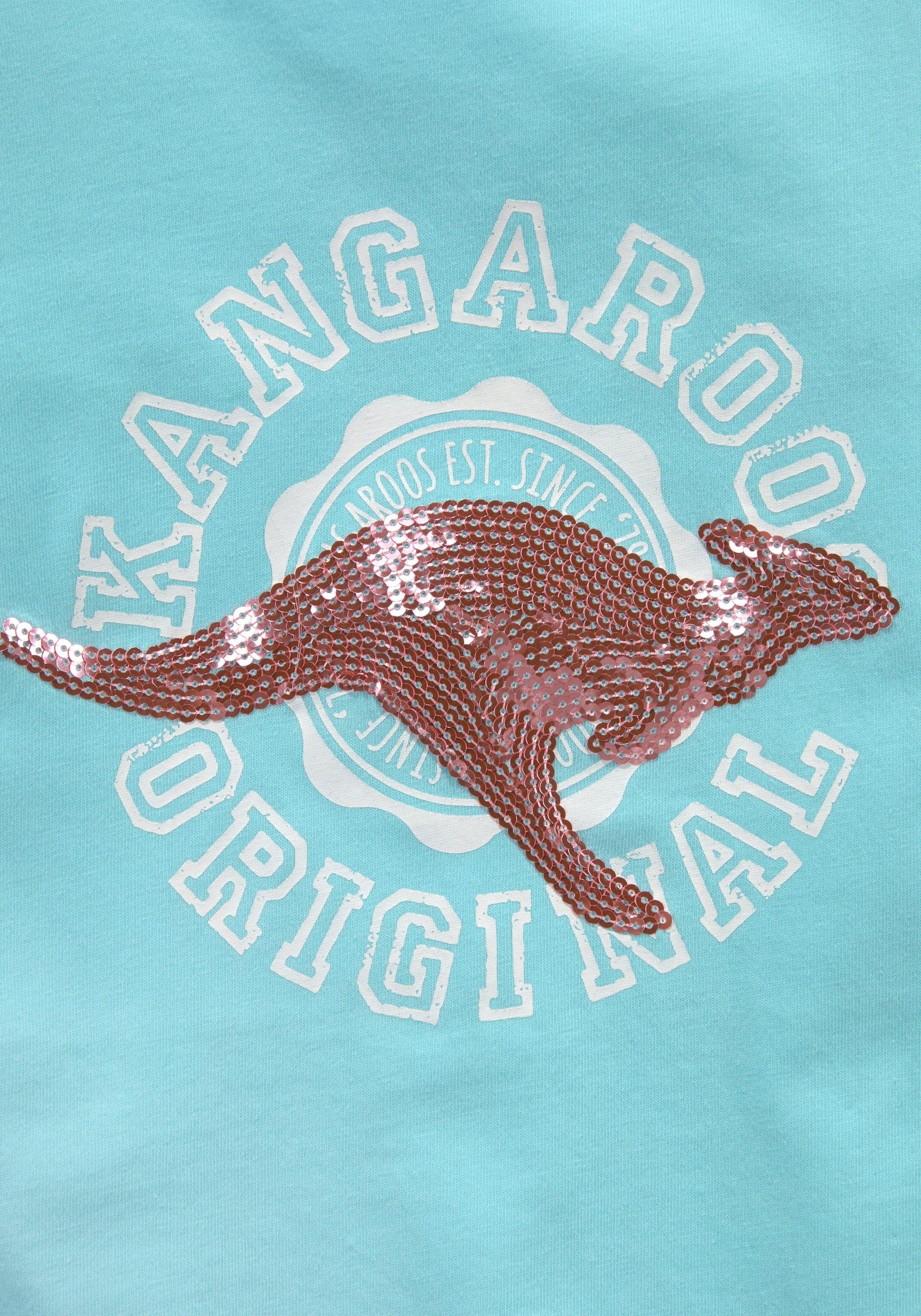 KangaROOS T-Shirt »mit Paillettenapplikation«, Kurzarm, taillierter Schnitt, mit Logodruck und Pailletten