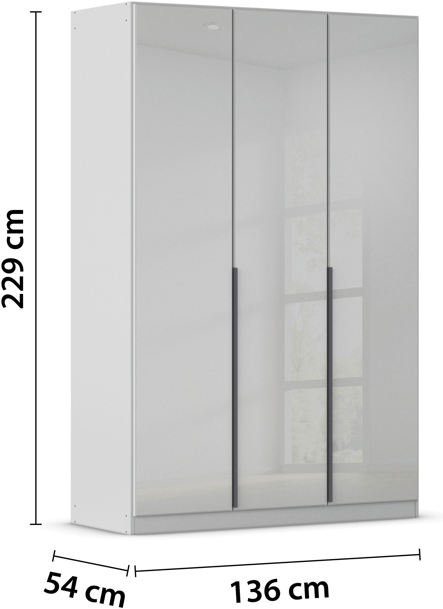 rauch Drehtürenschrank »Kleiderschrank Kleiderschränke Schrank Garderobe AGORDO mit Glasfront«, (in zwei Griff-Farben), durchdachte Innenausstattung, in 6 Breiten und 2 Höhen MADE IN GERMANY