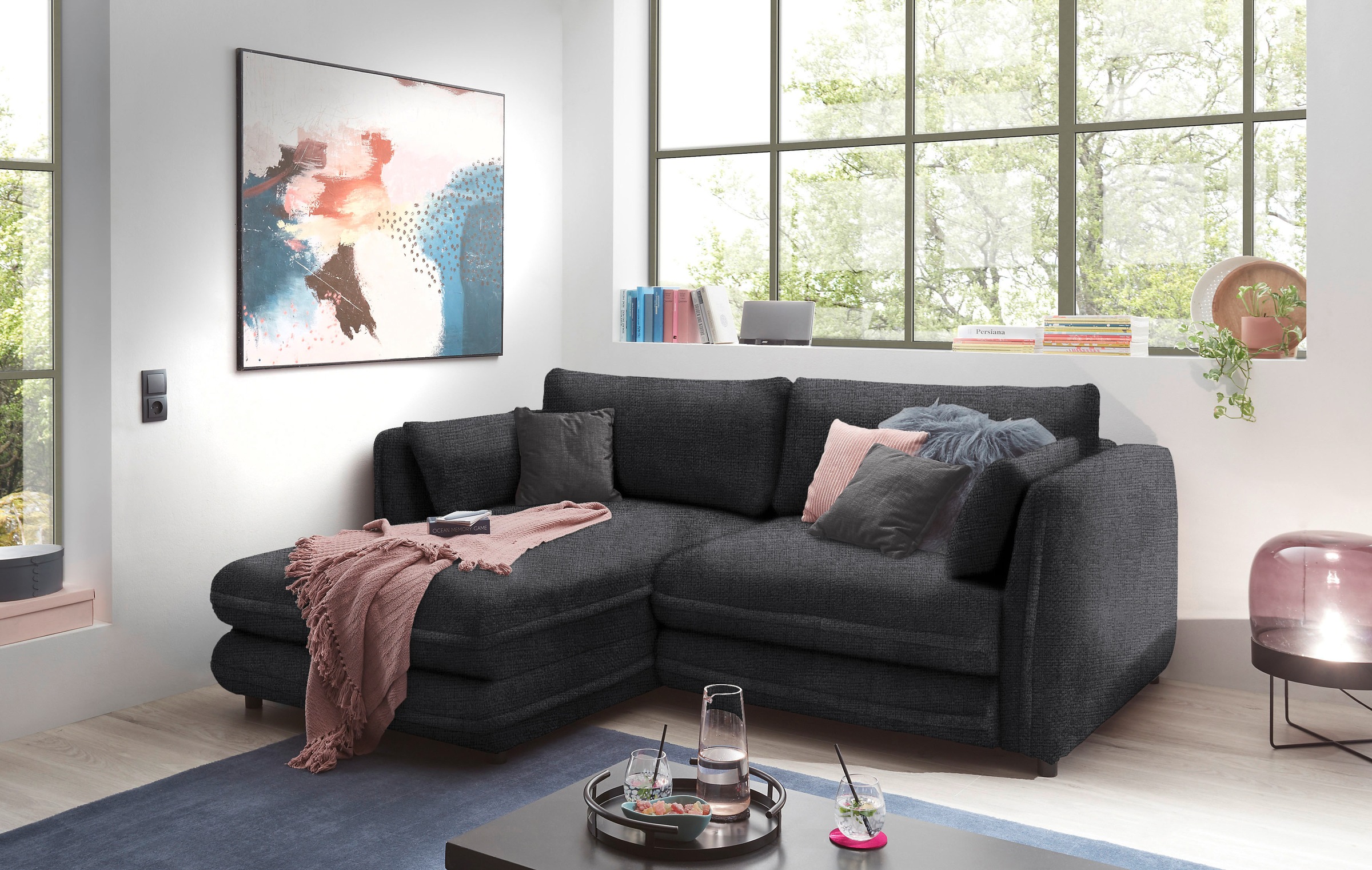 ED EXCITING DESIGN Ecksofa »Stanley L-Form«, mit Bettfunktion, Bettkasten & günstig online kaufen