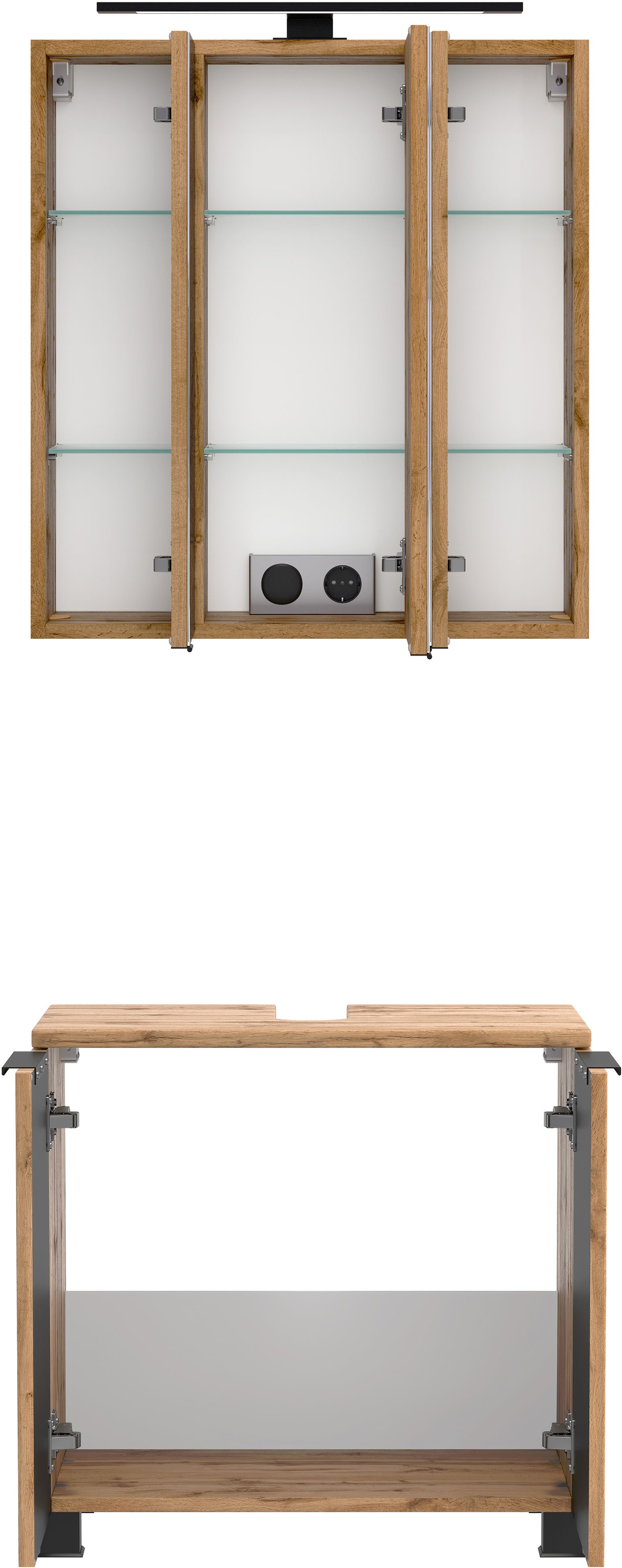 welltime Badezimmer-Set »Welltime Möbel, Carlton Unterbecken-Set 2teilig, 60 cm, gestreift«, (2 St.)
