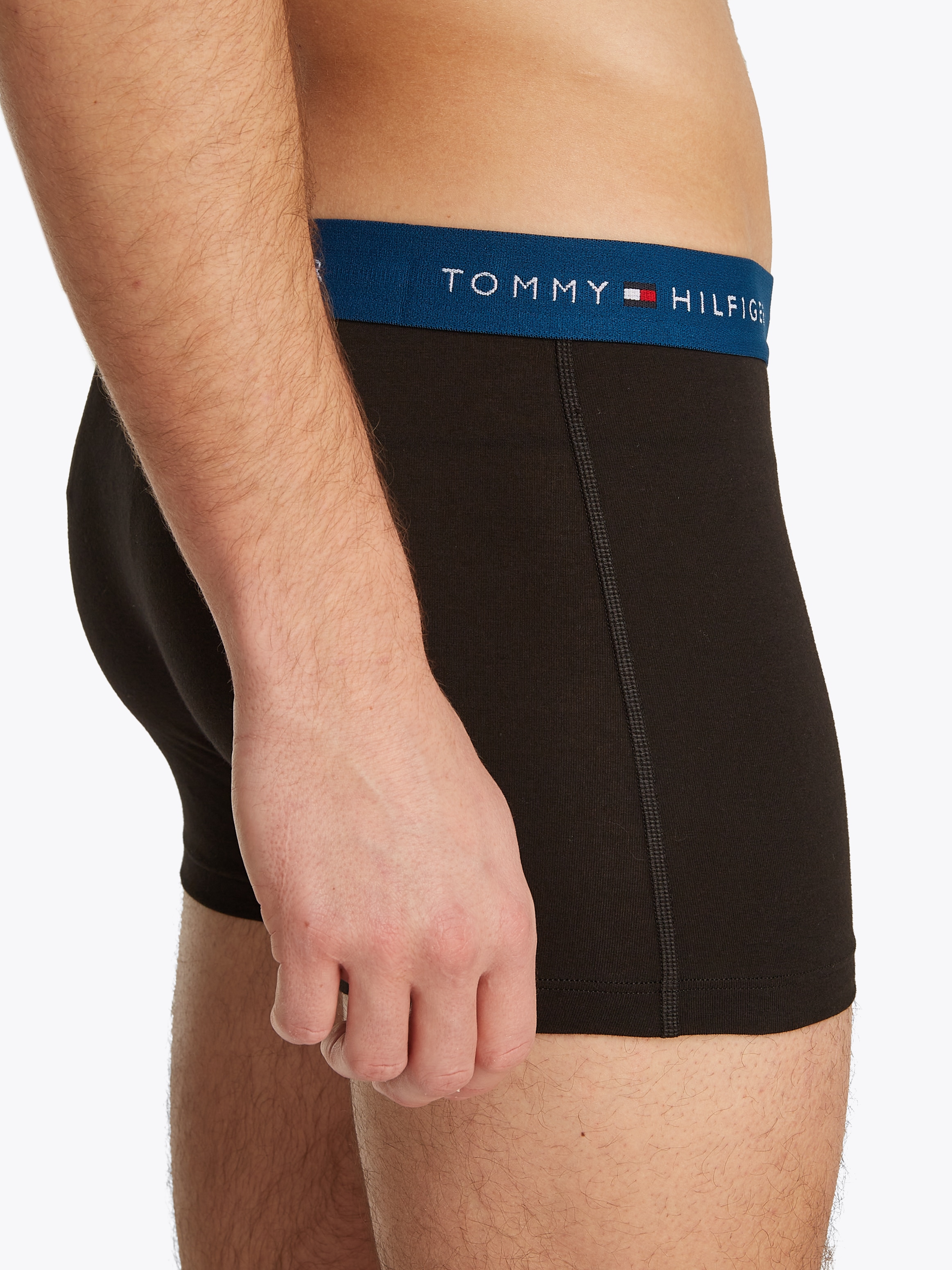 Tommy Hilfiger Underwear Boxer »TRUNK 3 PACK«, (3 St.), mit kontrastfarbenem Logobund