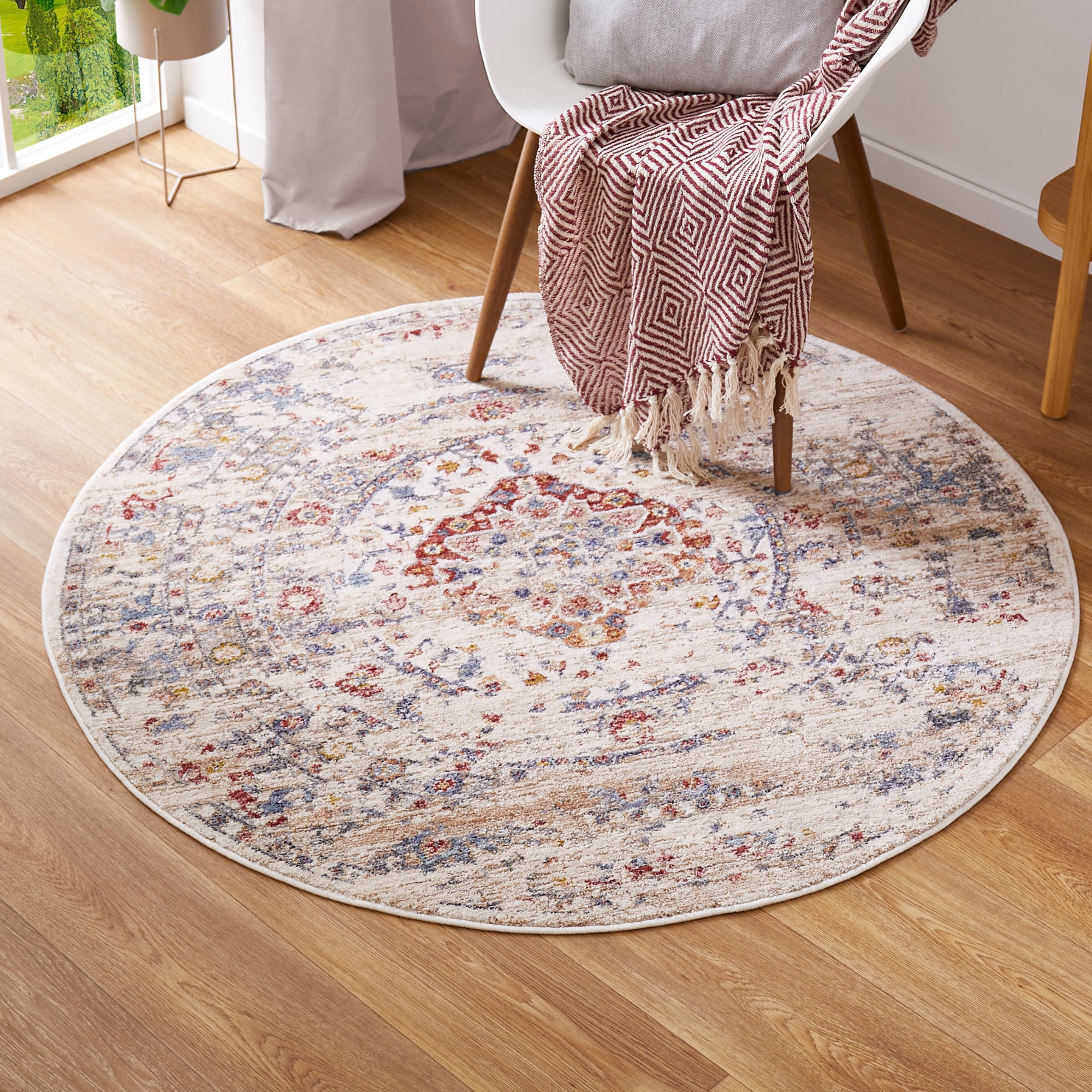 LUXOR living Teppich »Rocco«, rund, 11 mm Höhe, Vintage-Look, florales Design, Wohnzimmer, Schlafzimmer