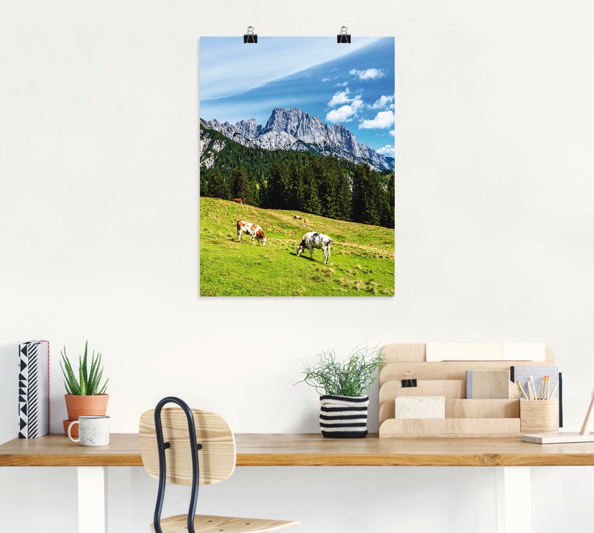 Artland Poster »Blick auf die Litzlalm mit Kühen«, Berge & Alpenbilder, (1 St.), als Alubild, Leinwandbild, Wandaufkleber oder Poster in versch. Größen