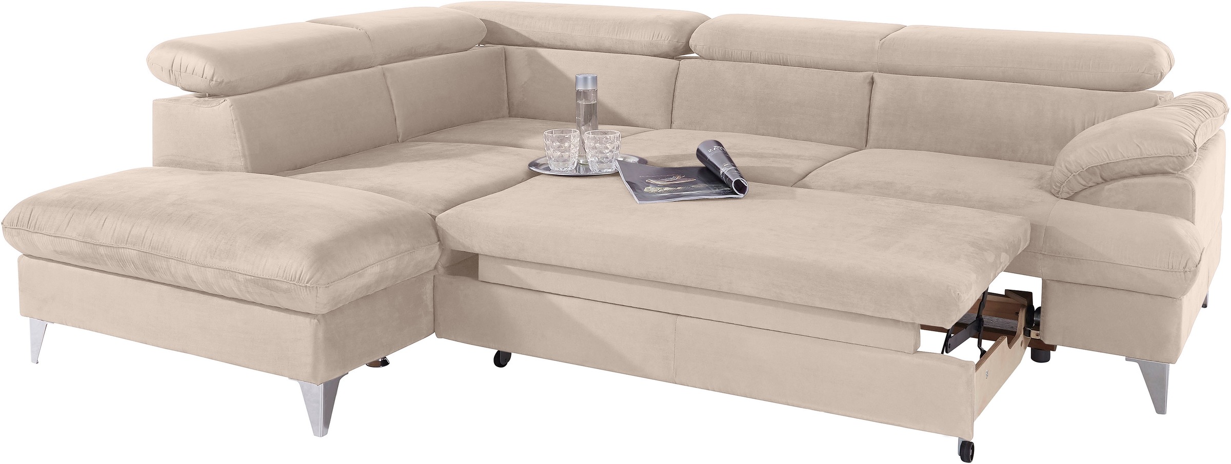 COTTA Ecksofa »Caluso L-Form«, mit Kopfteilverstellung, wahlweise mit Bettfunktion & Bettkasten