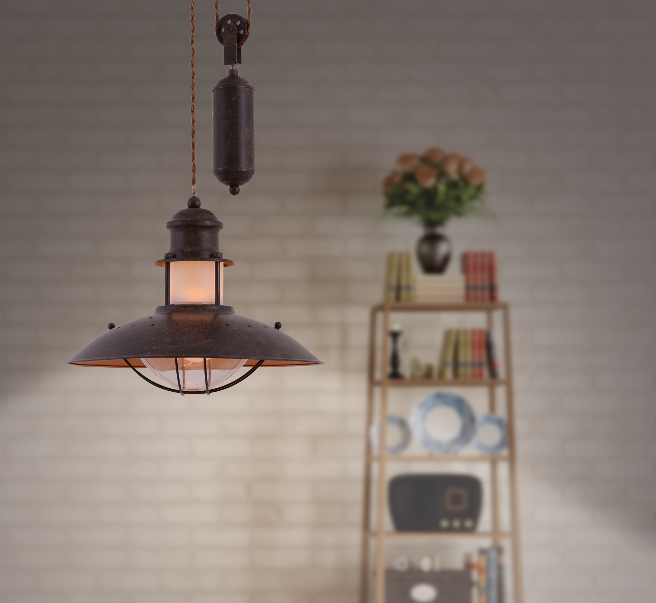 näve Pendelleuchte »Cottage«, 1 flammig, Leuchtmittel E27 | ohne Leuchtmittel, excl.1x E27 max. 40W, Zugpendel,Farbe: braun