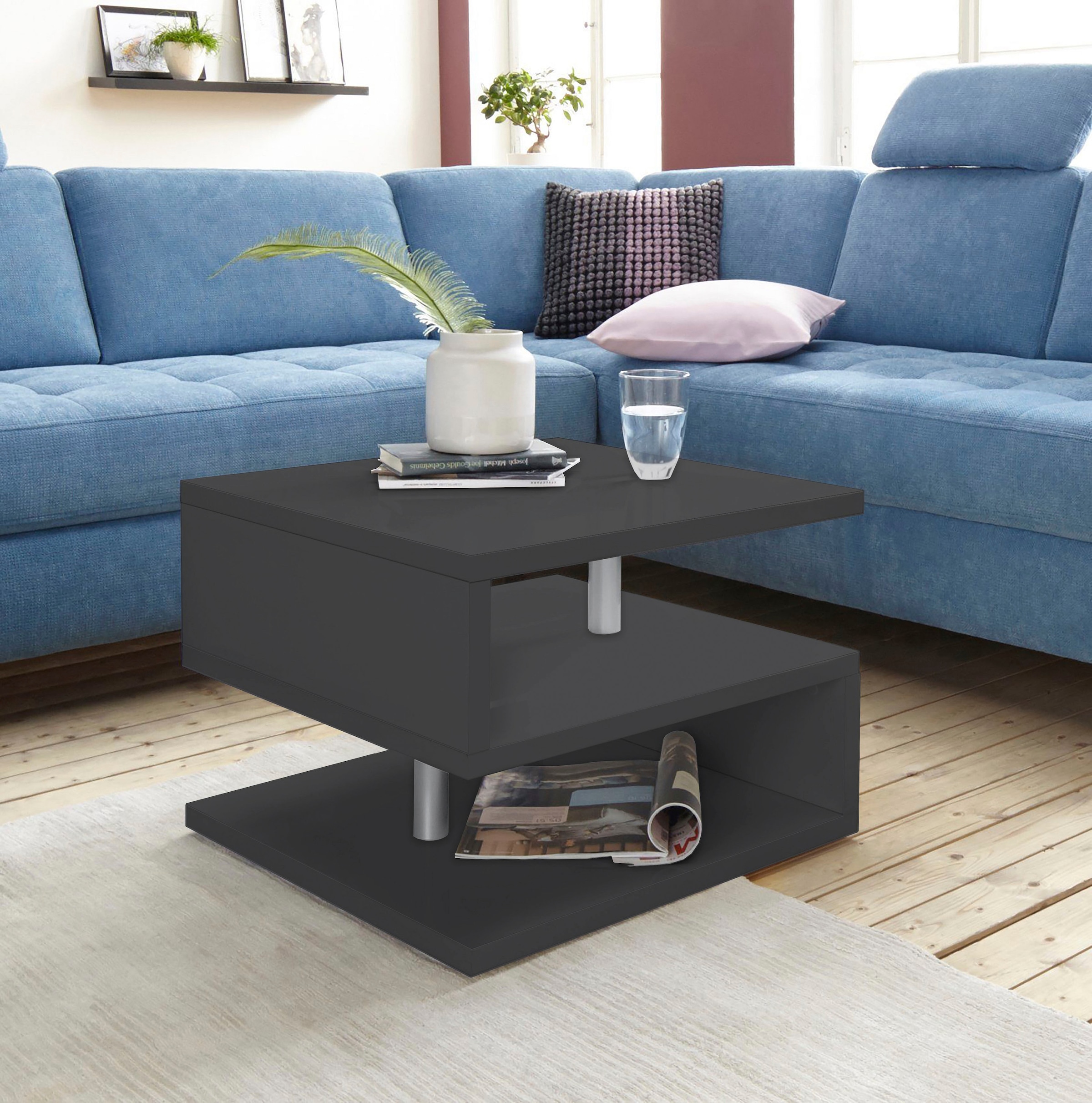 INOSIGN Couchtisch »ZETA- Kaffeetisch, Sofatisch, Wohnzimmertisch, Breite ca. 55 cm«, Made in Italy, mit Ablagemöglichkeit, 55x55 cm
