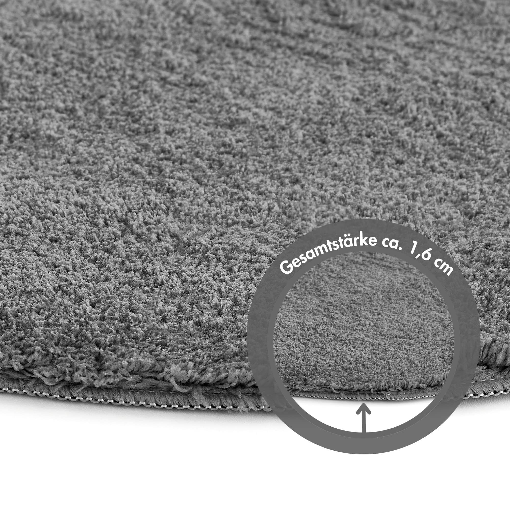 Andiamo Teppich »Arezzo«, rund, 16 mm Höhe, Uni Farben, weicher Flor, waschbar, ideal im Wohnzimmer & Schlafzimmer
