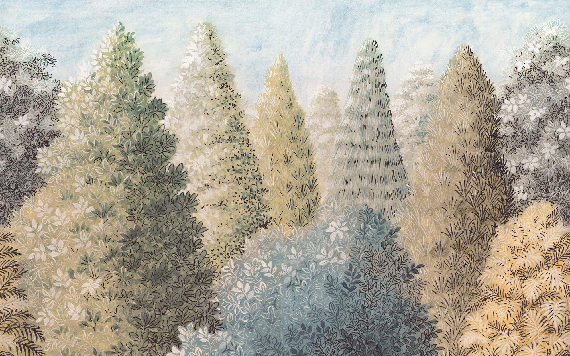 Komar Fototapete »Digitaldruck Vlies - Painted Woods - Größe 400 x 250 cm«, bedruckt, Wohnzimmer, Schlafzimmer