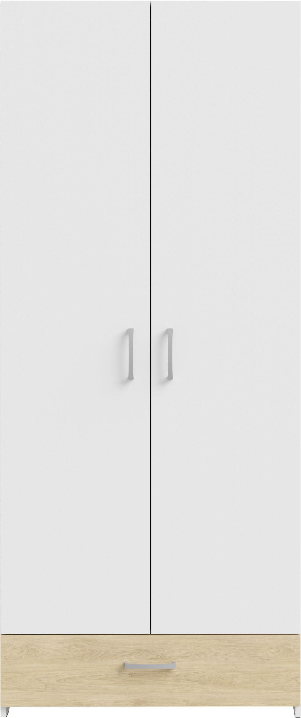 FORTE Kleiderschrank »Econobox« Drehtürenschrank, zeitloses Design mit alufarbigen Griffen.