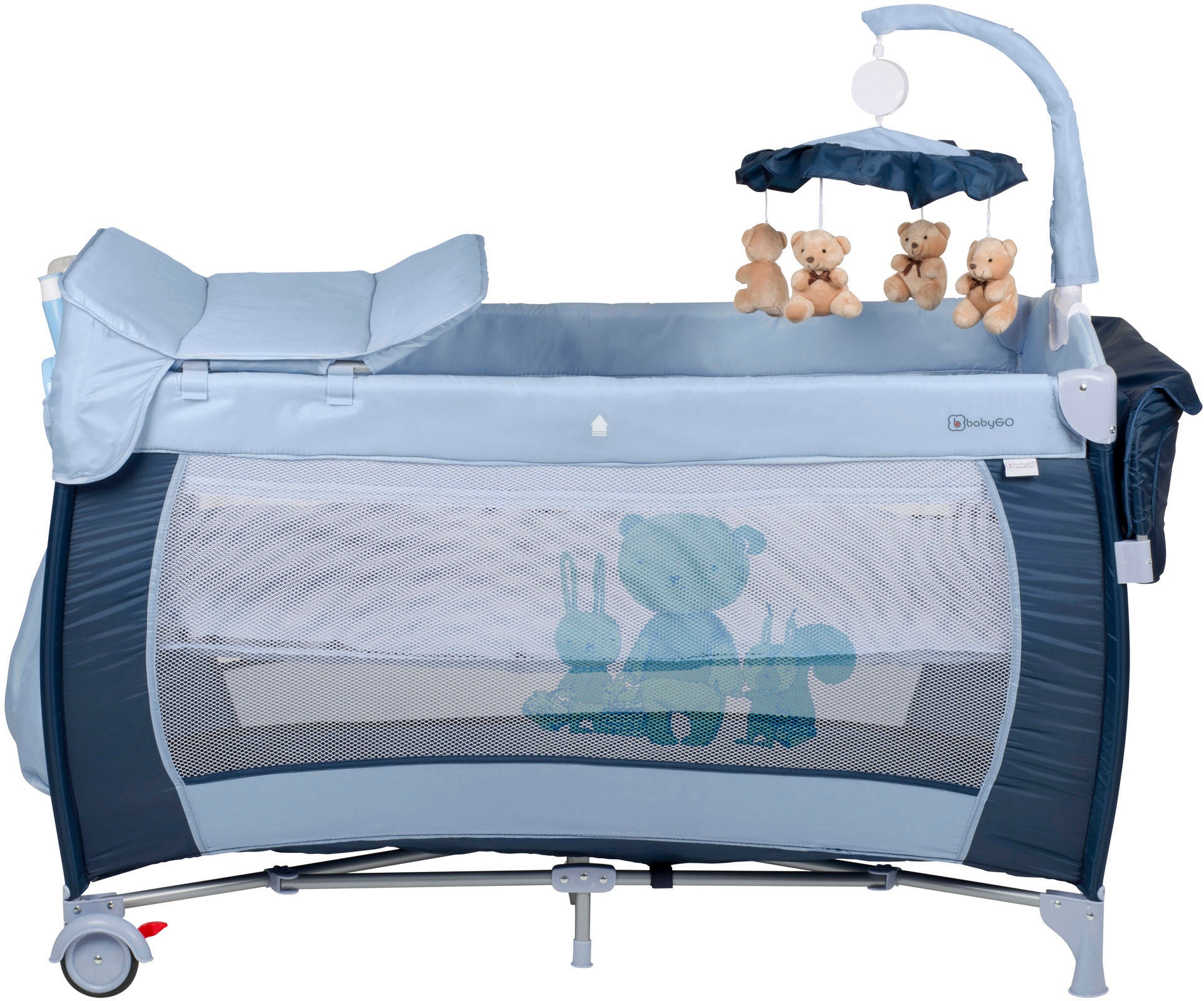 BabyGo Baby-Reisebett »Sleeper Deluxe, blau«, mit Musik-Mobile