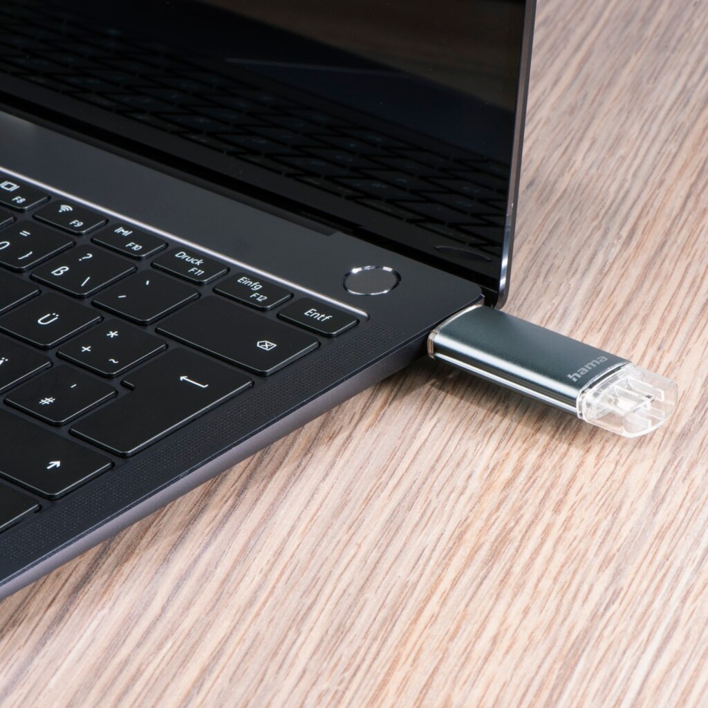 Hama USB-Stick »USB-Stick "Laeta Twin", USB 2.0, 16GB, 10MB/s, Grau«, (Lesegeschwindigkeit 10 MB/s)