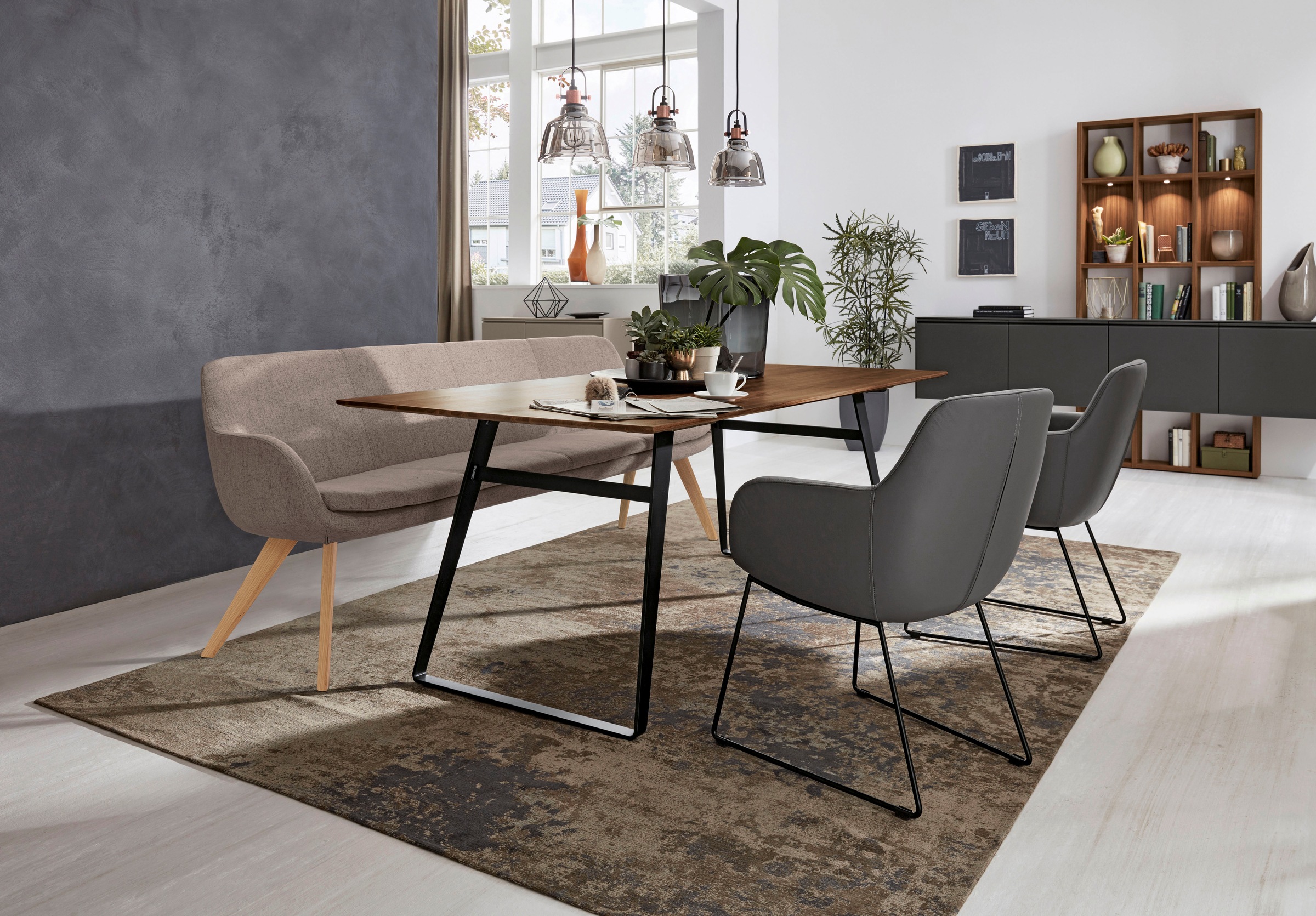 Musterring Essbank »Tavia«, Stativgestell aus Eiche bianco massiv, Breite 180, 200 oder 220 cm
