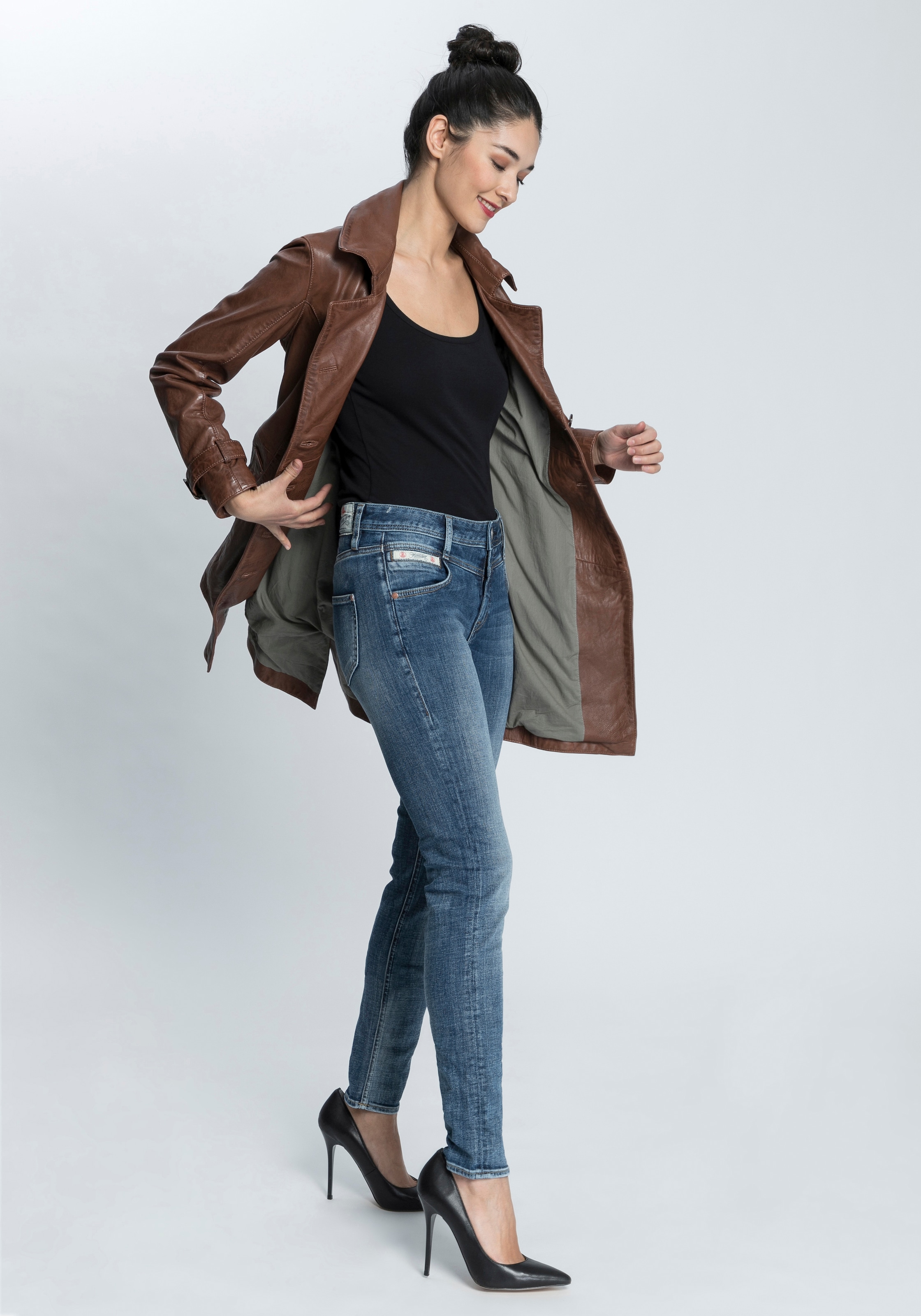 Mauritius Ledermantel »GWTaresa«, (2 tlg., mit Bindegürtel), Leder-Trenchcoat mit Bindegürtel