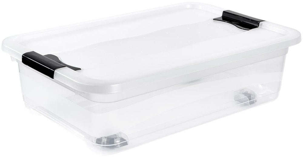 keeeper Aufbewahrungsbox »Konrad, Box mit Rollen, 4er Set, 28 L, 59,5 x 39,5 x 18 cm« durch Clips verschließbar, Griffe und Rollen am Boden