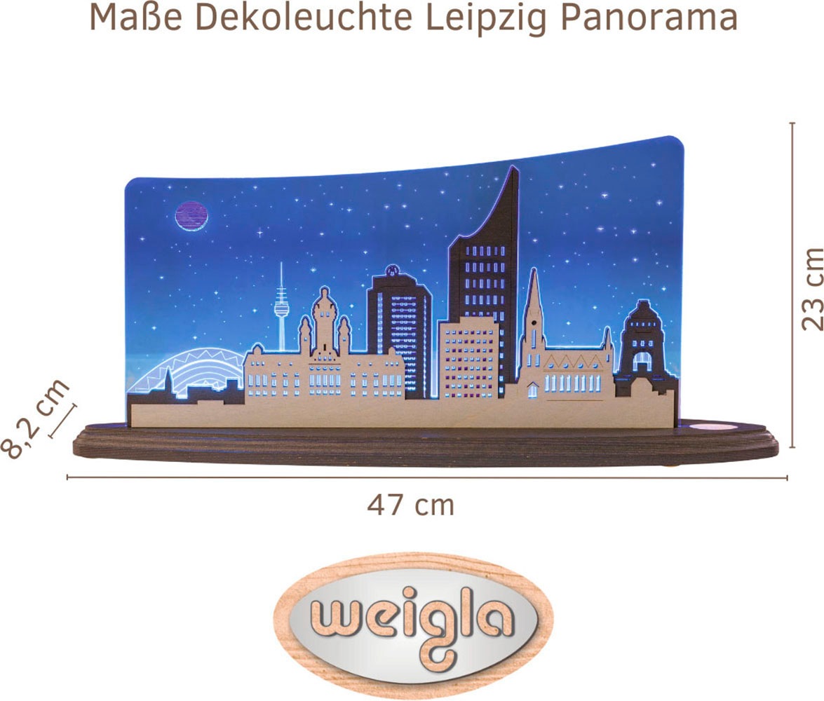 Weigla LED Dekolicht »Leipzig Panorama, Holz & Acrylglas, BLAU-GRAU-WEIẞ«, günstig online kaufen