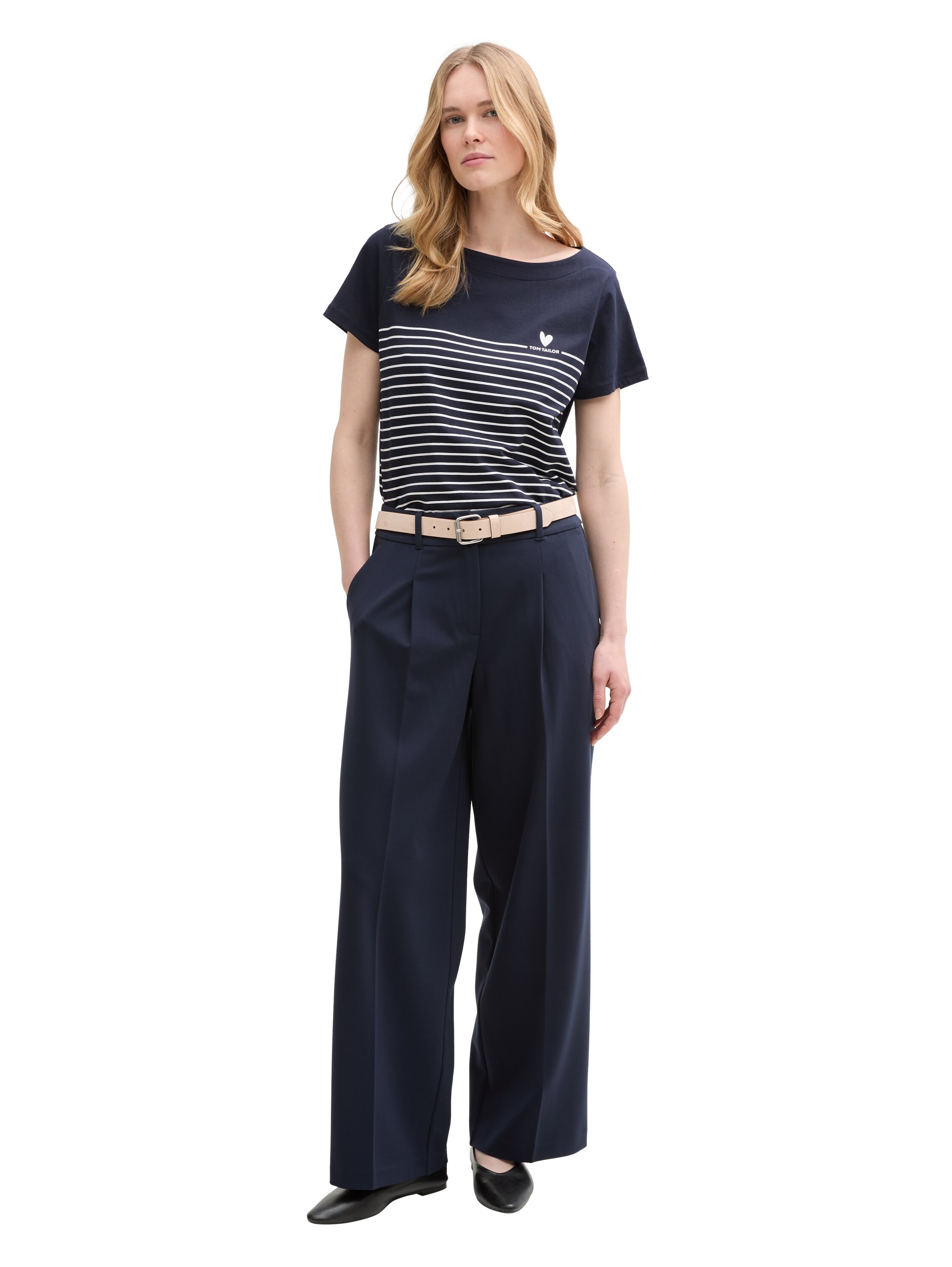 TOM TAILOR T-Shirt mit Print und Streifen Muster