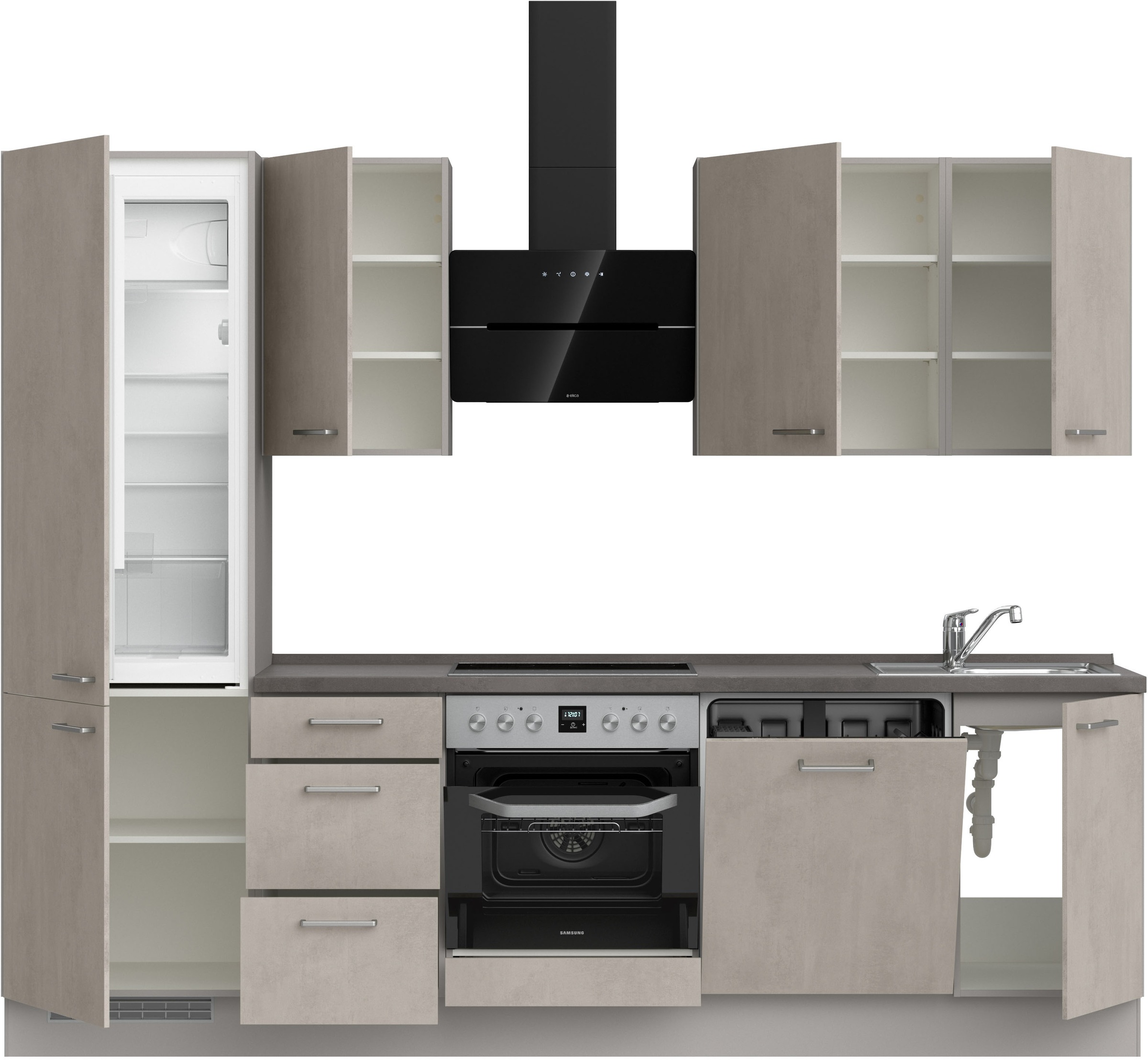 nobilia® Küchenzeile »"Riva II"«, vormontiert, Ausrichtung wählbar, Breite 270 cm, wahlw. mit E-Geräten