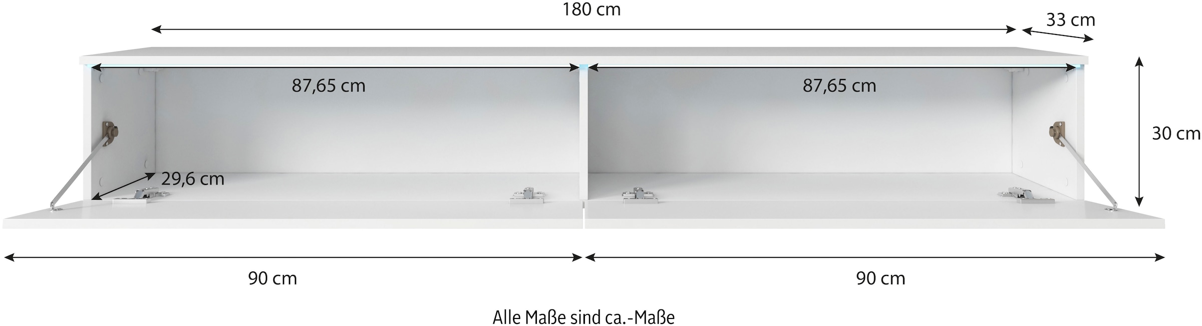 INOSIGN Lowboard »Vera, wahlweise mit oder ohne Beleuchtung«, gefräste MDF Front mit 3D Effekt, stehend und hängend montierbar