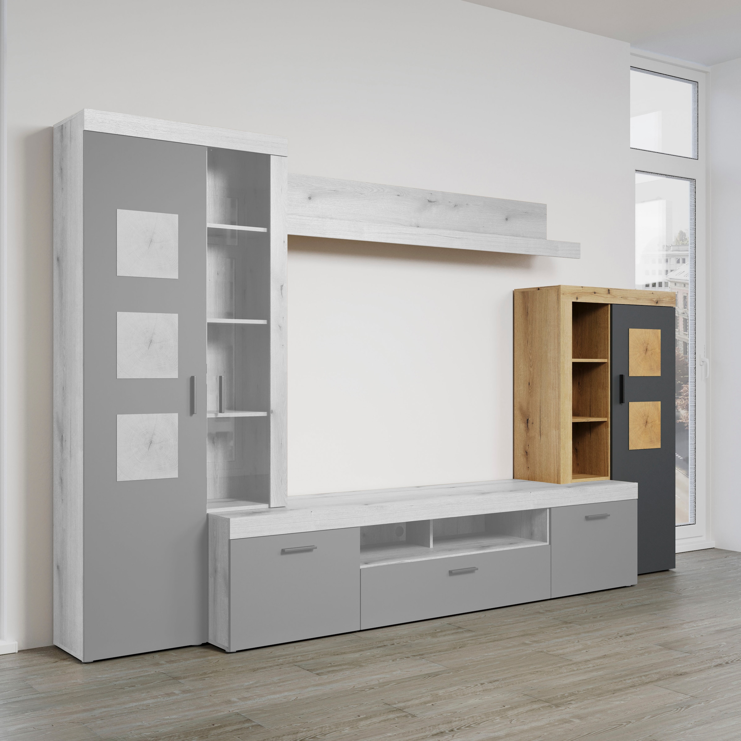 Home affaire Stauraumvitrine »Ghent« Packung, 1 Stk. tlg. Mit Hirnholzapplikationen