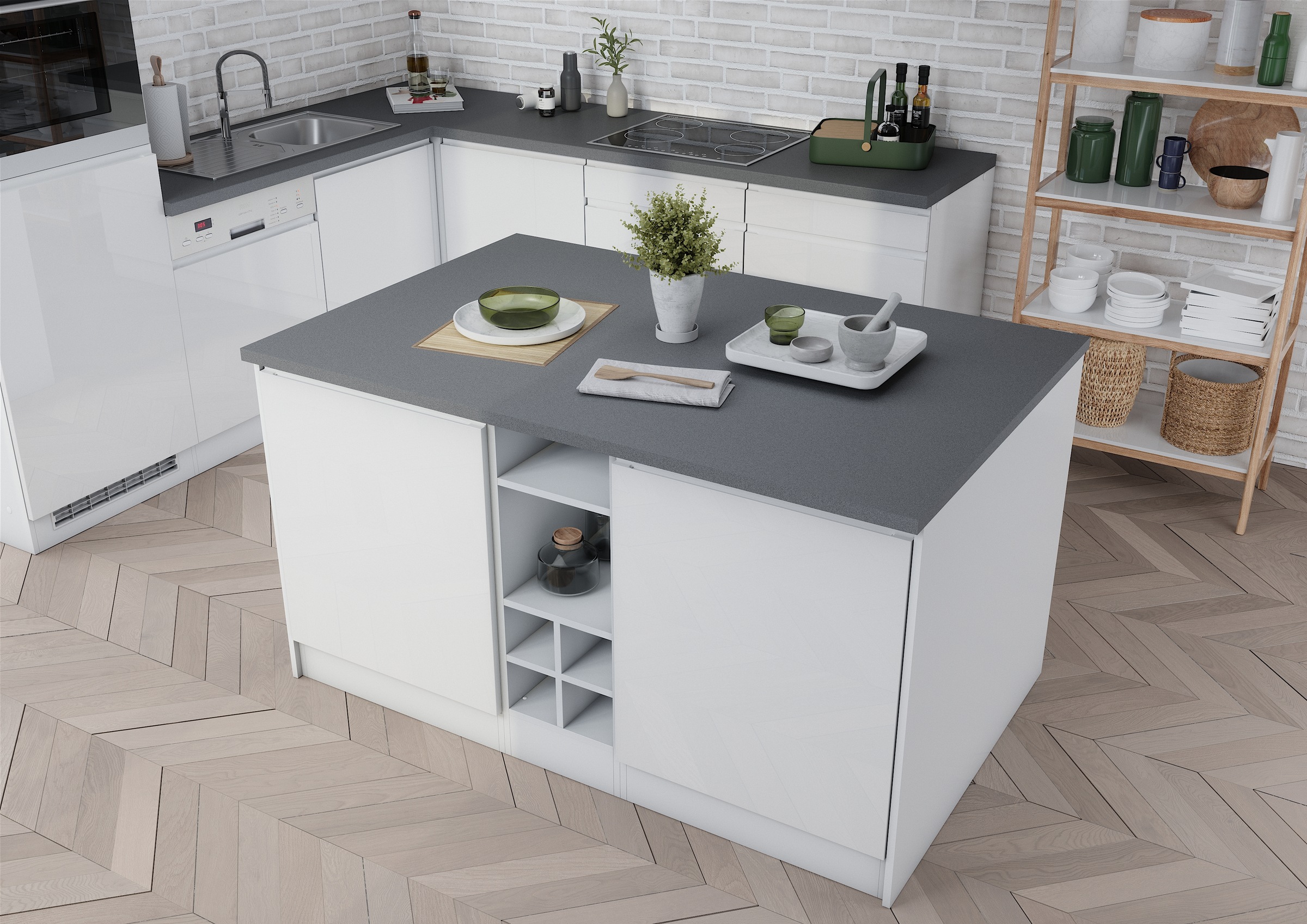 KOCHSTATION Kücheninsel »KS-Virginia« Breite 153 cm, MDF-Fronten, Flaschenr günstig online kaufen