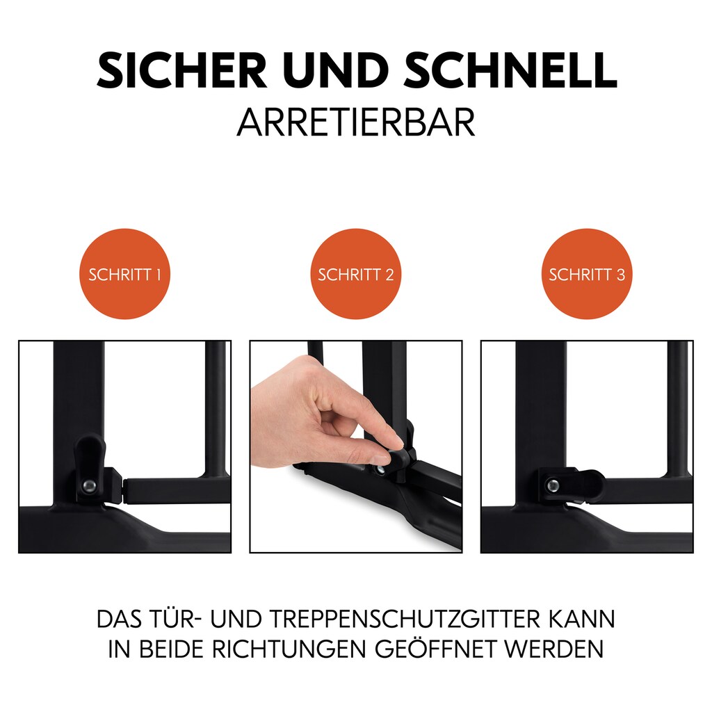 Hauck Türschutzgitter »Clear Step Autoclose 2, Black«, auch als Treppenschutzgitter verwendbar; 75-80, flacher Durchgang