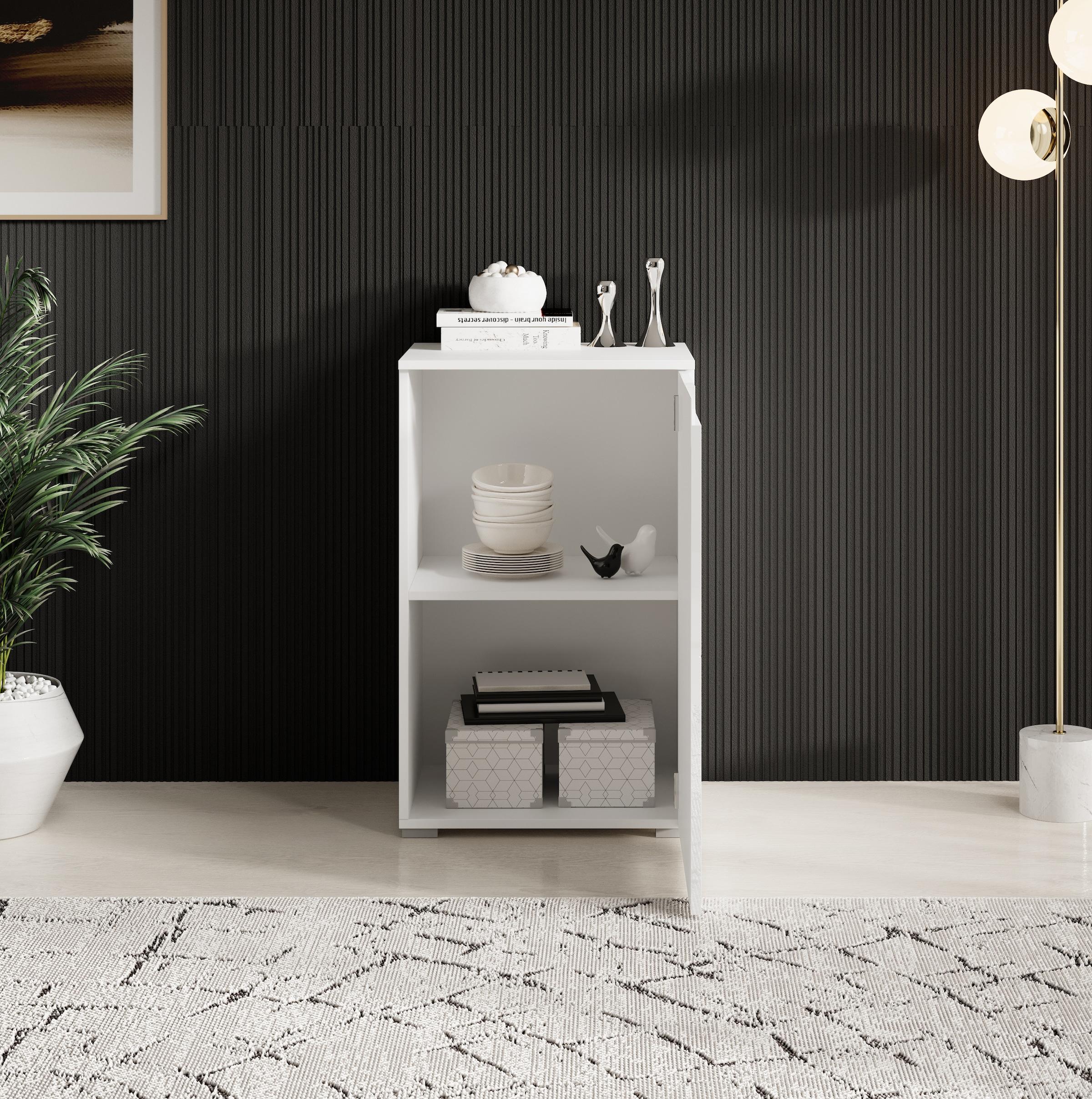 HBZ Kommode »Spice Weiß Hochglanz, BxHxT 50x80x40 cm«, Kommode mit 1 Tür und 1 Einlegeboden verstellbar