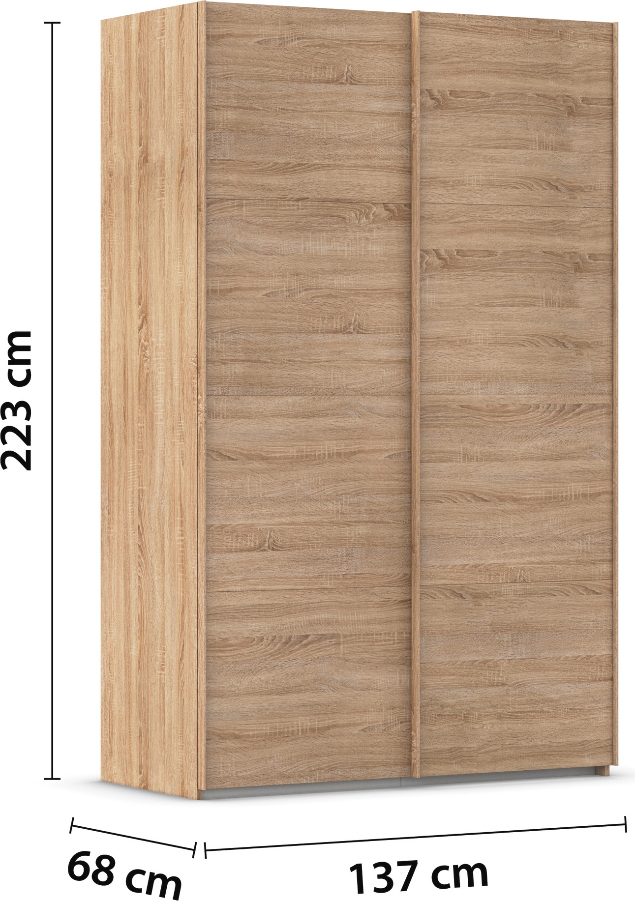rauch Schwebetürenschrank »Kleiderschrank Schrank Garderobe Schlafzimmerschrank EVELYN«, in elegantem Stil, in 5 Breiten, Griffe in Korpusfarbe MADE IN GERMANY