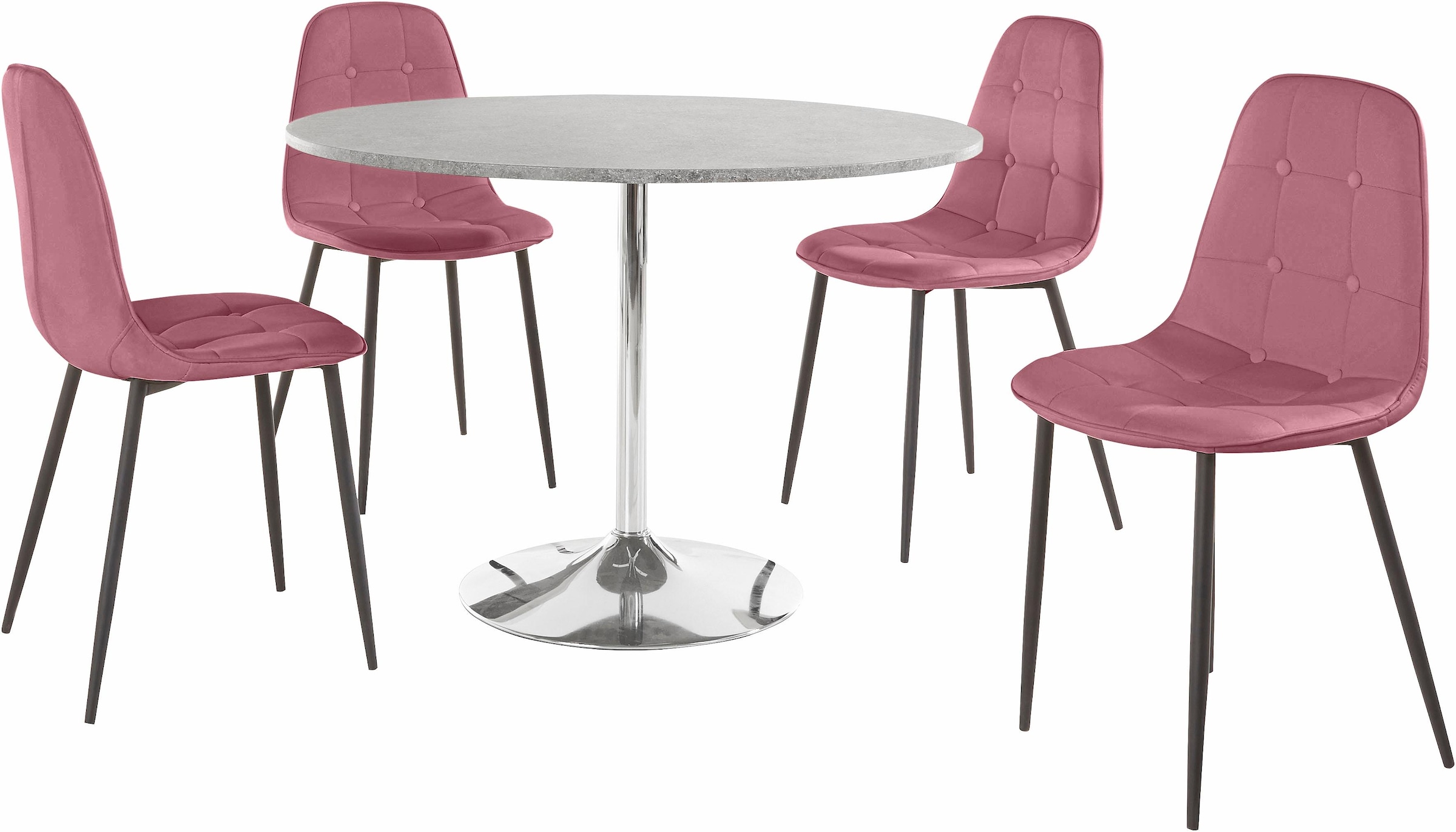 INOSIGN Essgruppe, (Set, 5 tlg.), mit rundem Tisch im Zement-Optik