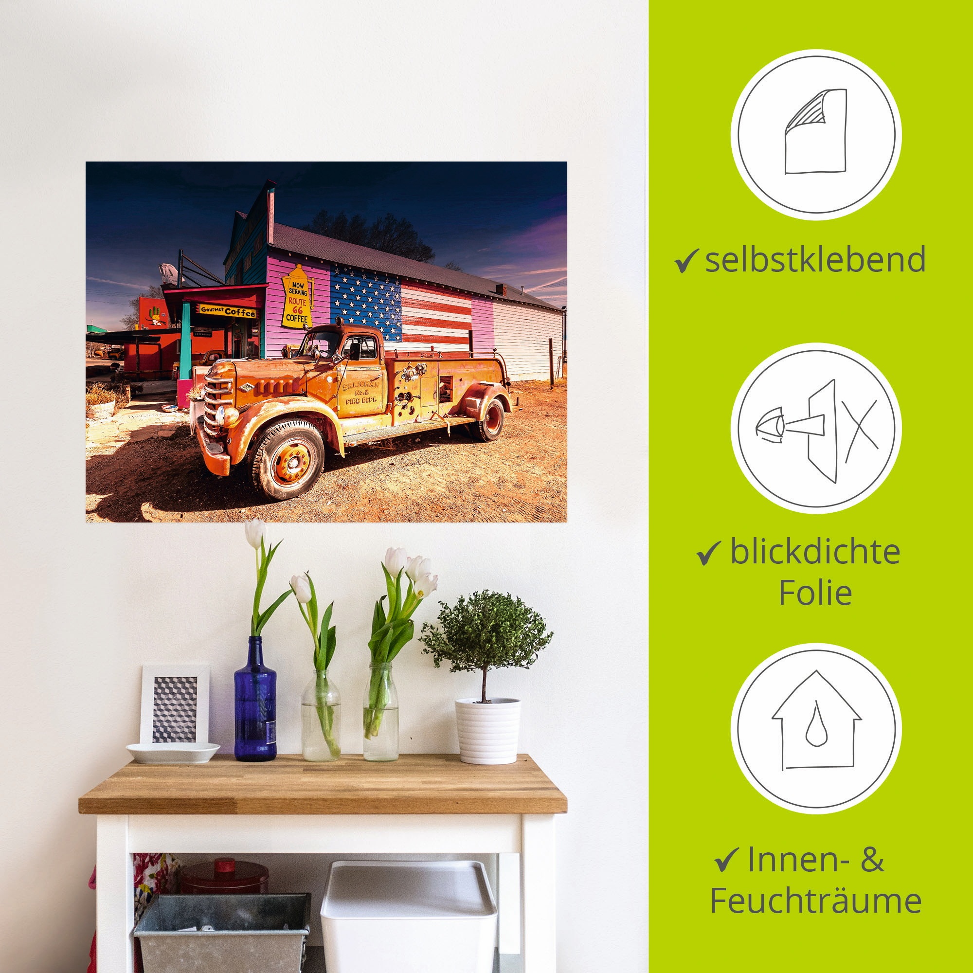 Artland Wandbild »Feuerwehr Oldtimer«, Auto, (1 St.), als Poster, Wandaufkleber in verschied. Größen