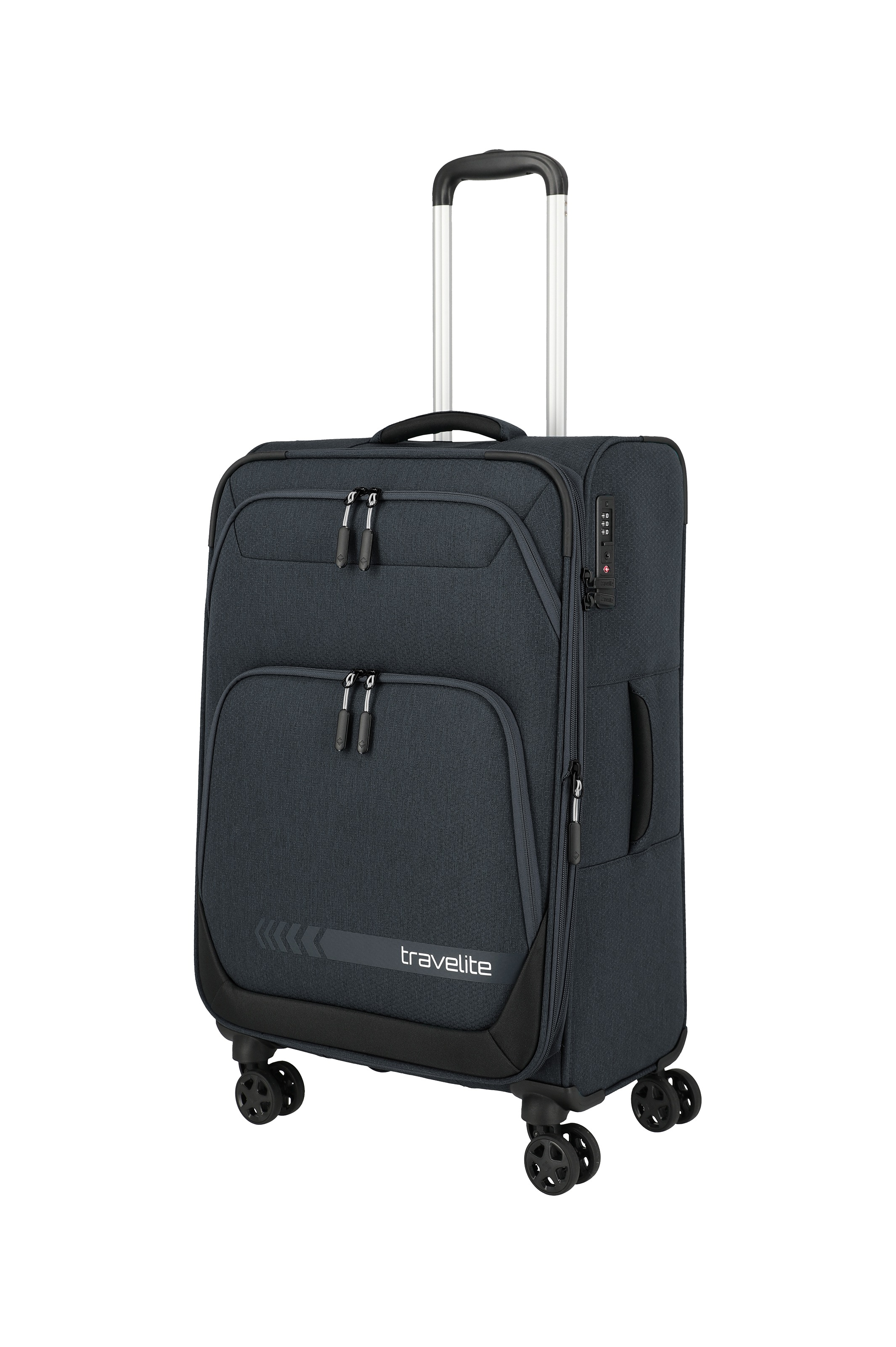 travelite Trolley »KICK OFF Reisekoffer« 69 l 4 Rollen 4 Doppelrollen, Außentaschen und Packgurte – leicht und robust