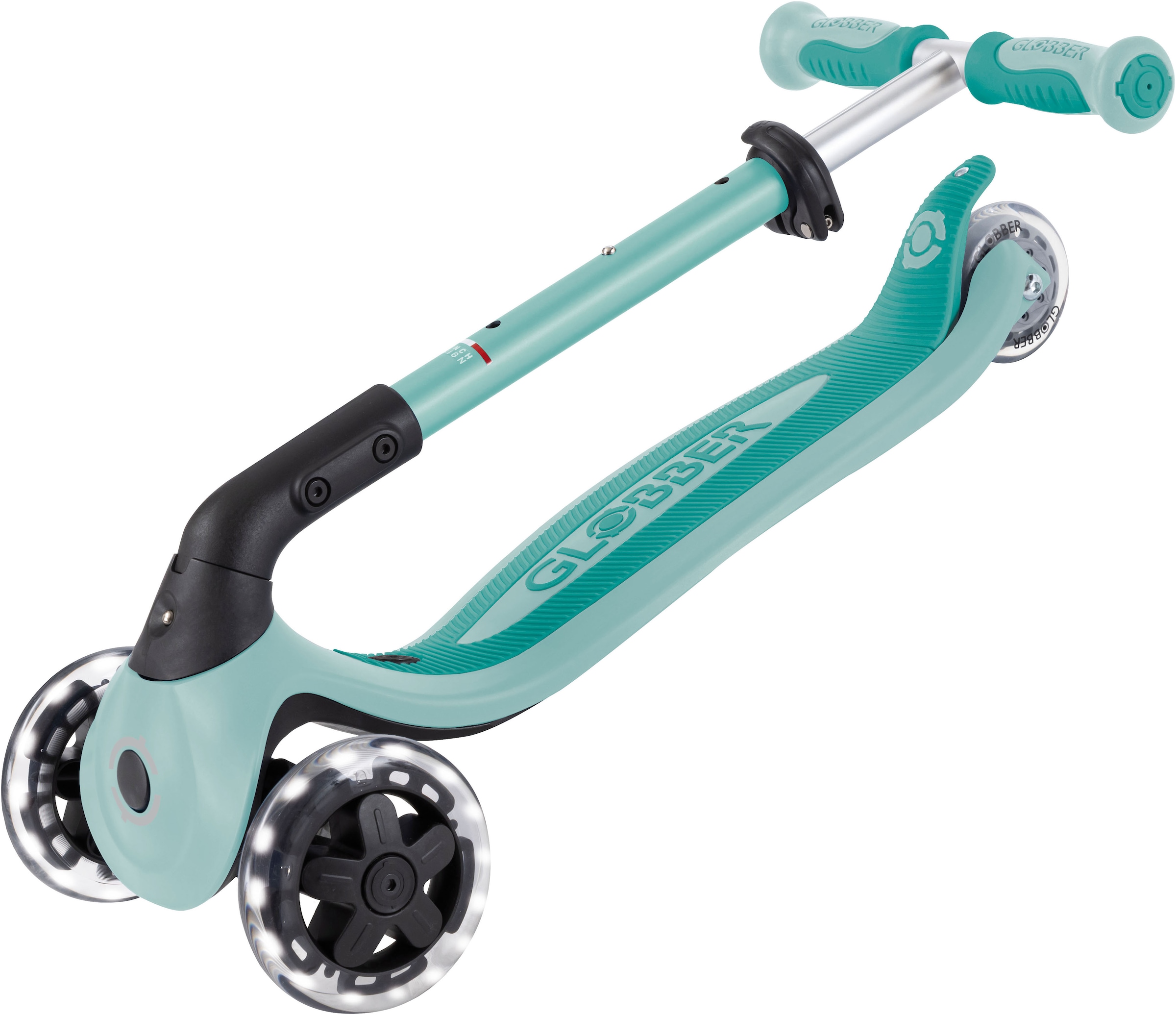 Globber Tretroller »GO-UP BABY 360 LIGHTS, mit Leuchtrollen und Leuchtmodul« Aufsitzrad, Laufrad und Scooter in Einem