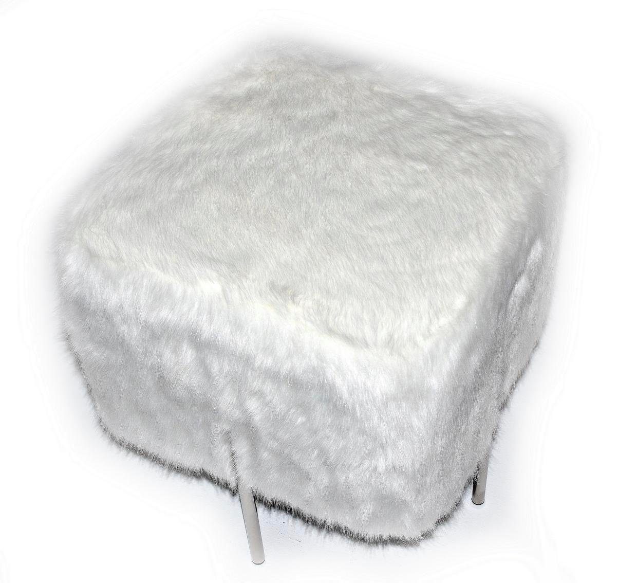 Leonique Hocker »Kube«, Quadratischer Fellhocker, Kunstfell Silber, ca. 44x44x45 cm