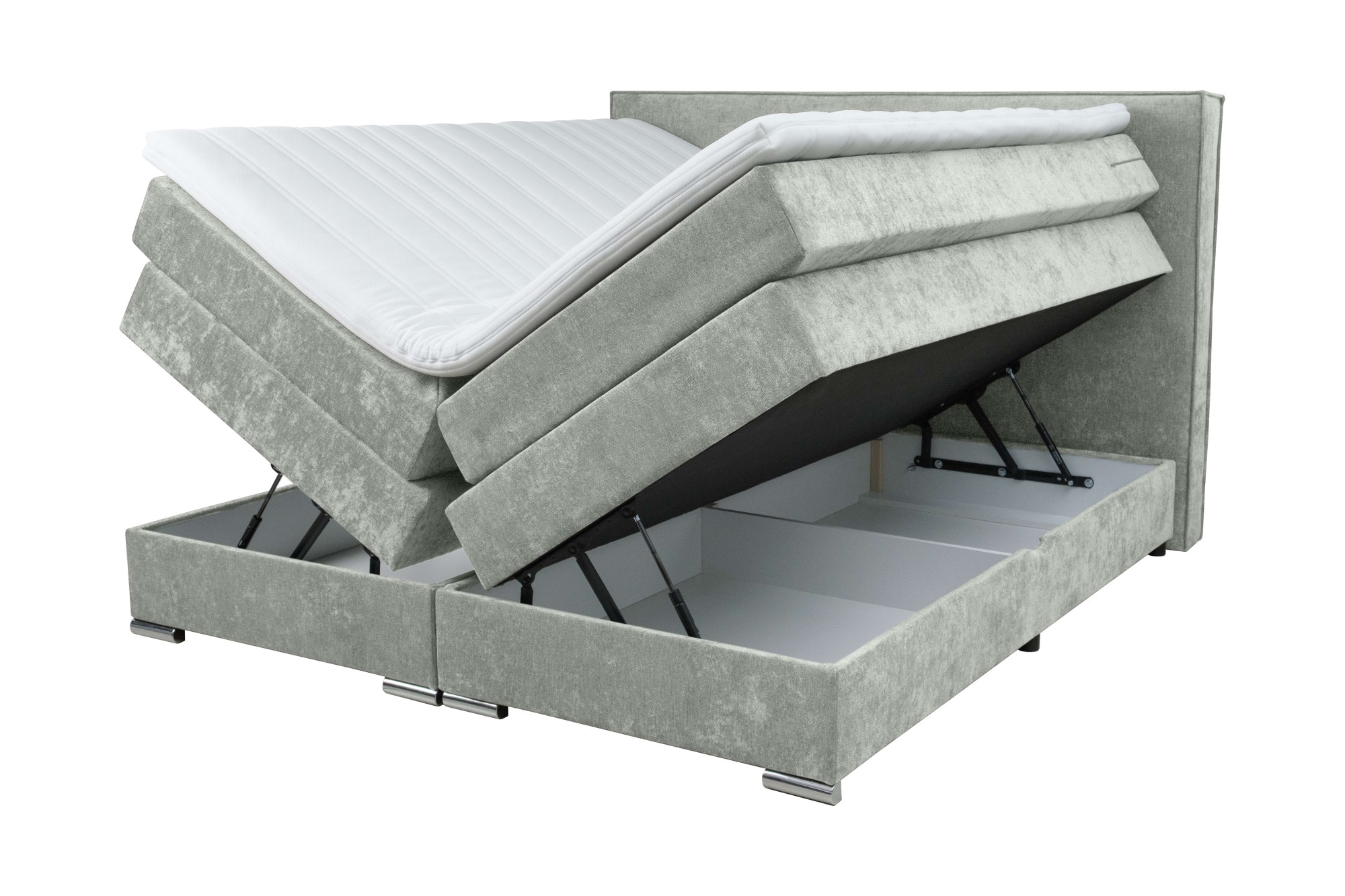 Home affaire Boxspringbett »Romeo, Doppel- & Polsterbett, Federkernbett, Komfortbett, 160, 180 cm« inkl. 6 cm Topper, zwei Bettkästen, Taschen-Federkernmatratze in H4