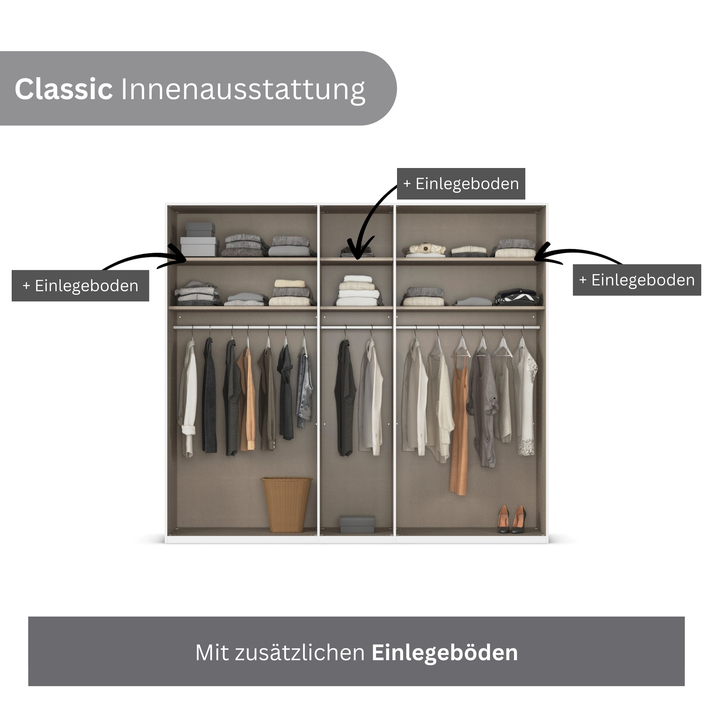 rauch Kleiderschrank »Drehtürenschrank Schrank Garderobe Wäscheschrank Schlafzimmer AVOLA«, (in 3 verschiedenen Ausstattungen BASIC/CLASSIC/PREMIUM), mit hochwertigen Stangengriffen in Schwarz aus Metall MADE IN GERMANY