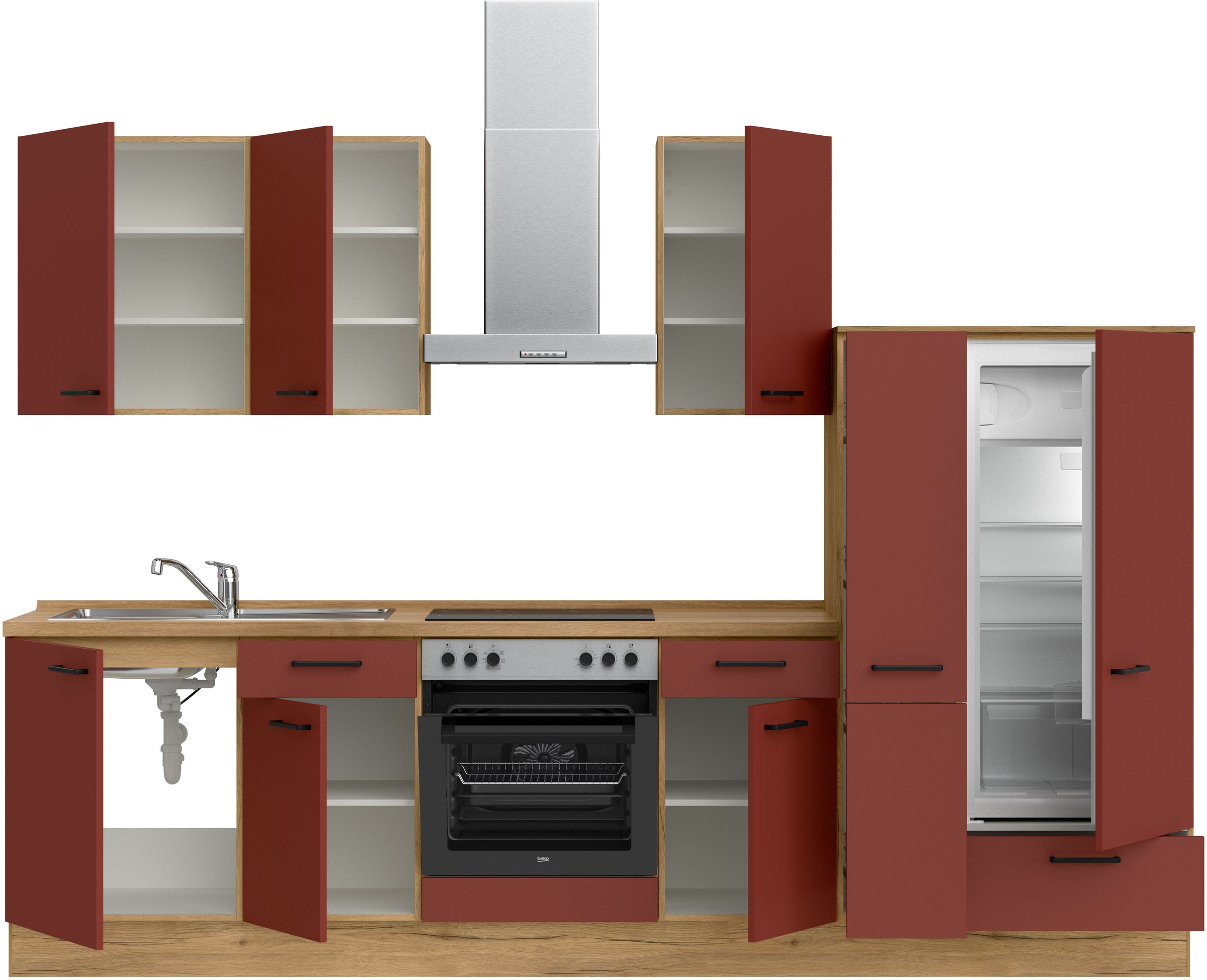 nobilia® Küchenzeile »"Easytouch I"«, vormontiert, Ausrichtung wählbar, Breite 300 cm, wahlw. mit E-Geräten